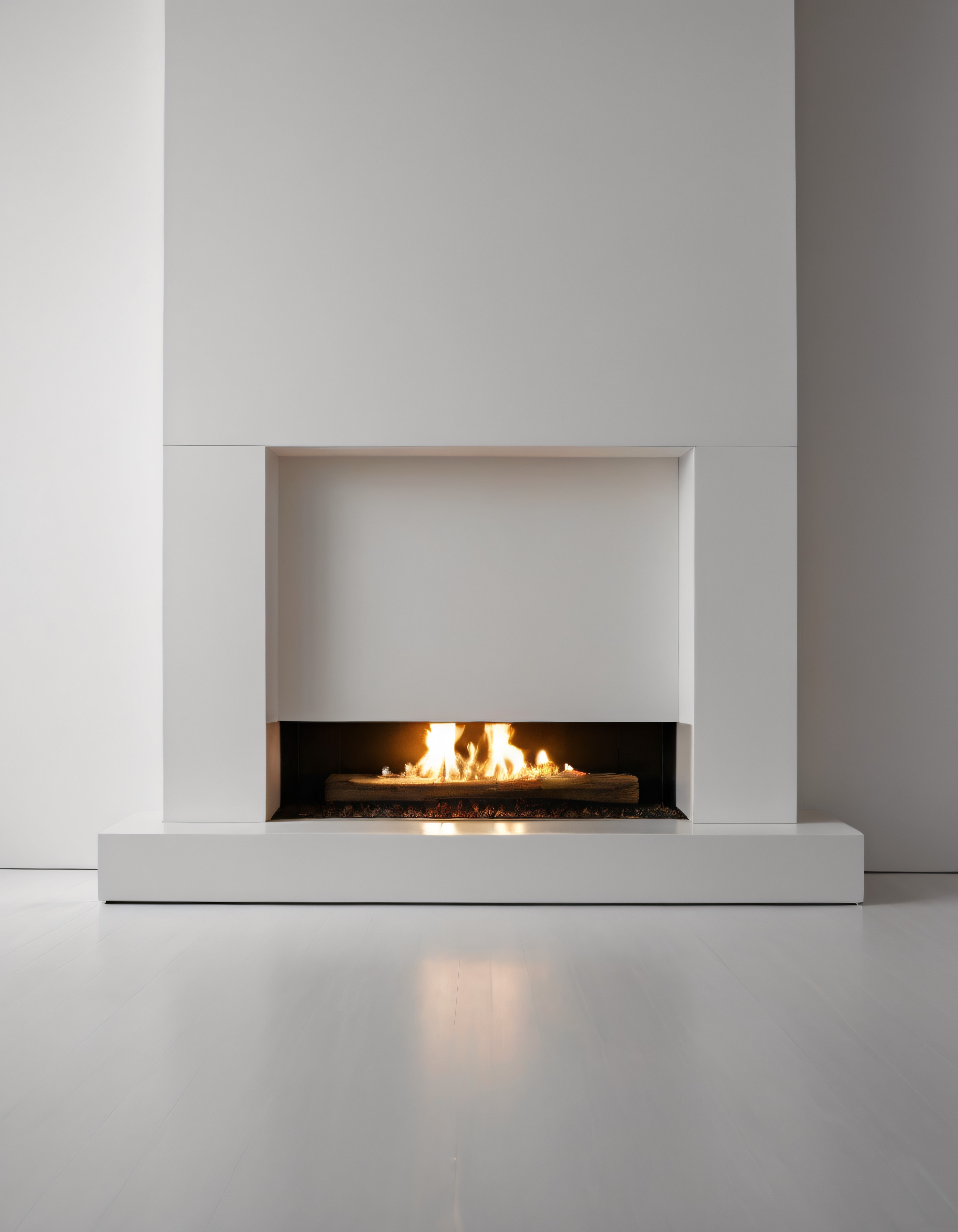 Modern ve minimalist beyaz şömine tasarımı ile sıcak iç mekan atmosferi