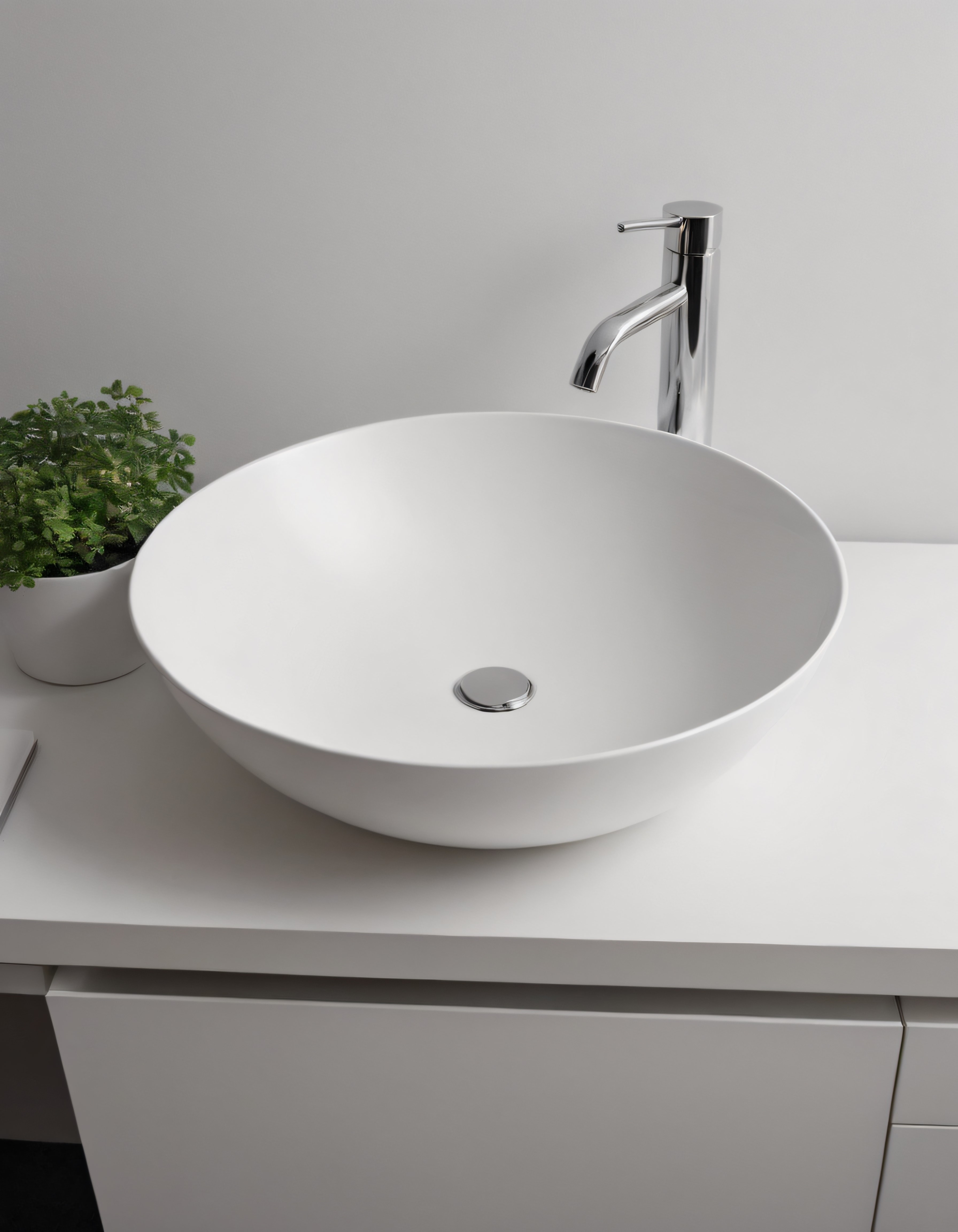 Modern ve Minimalist Beyaz Tezgah Üstü Lavabo ile Şık Banyo Tasarımı