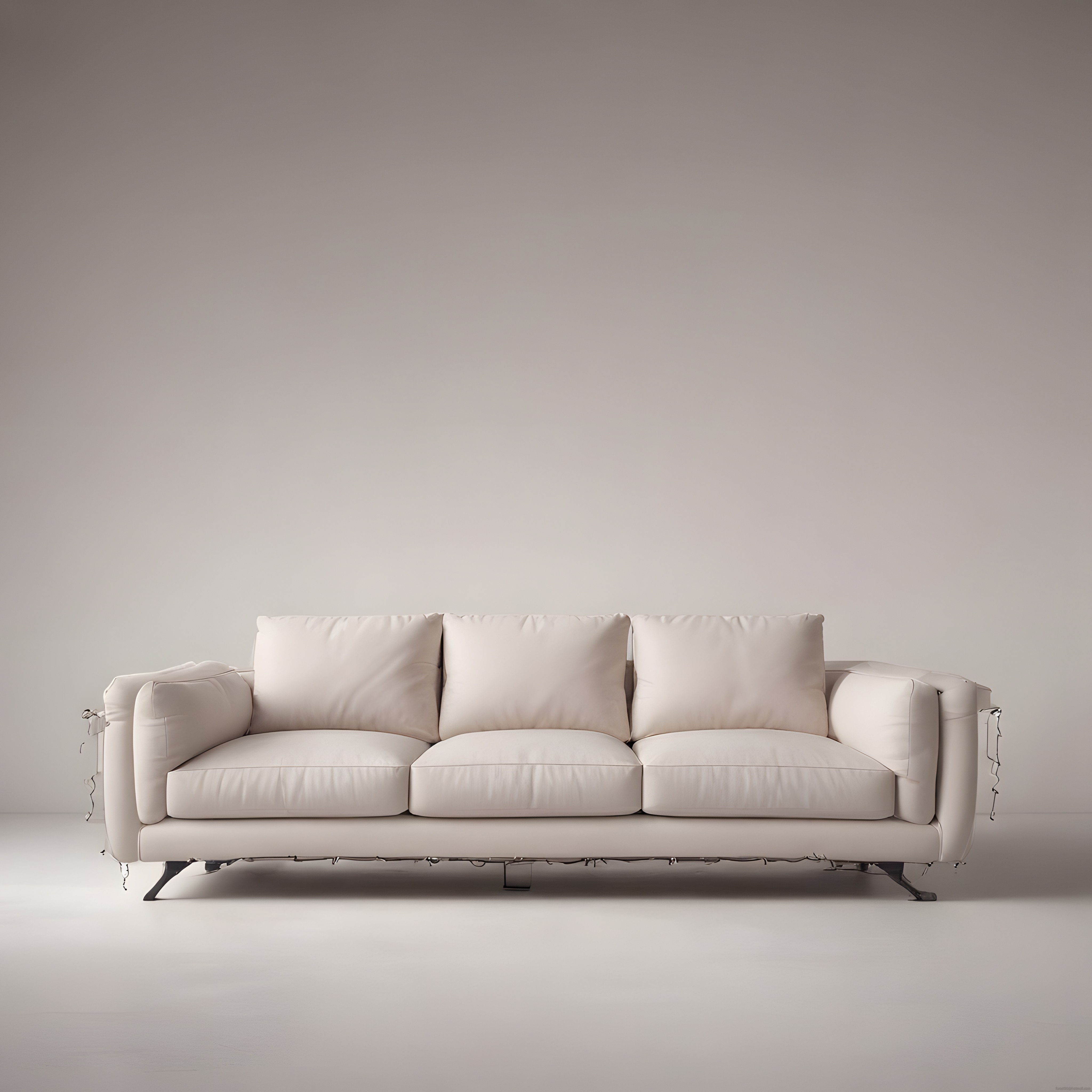 Modern ve Minimalist Beyaz Üçlü Kanepe ile Sade Salon Dekorasyonu