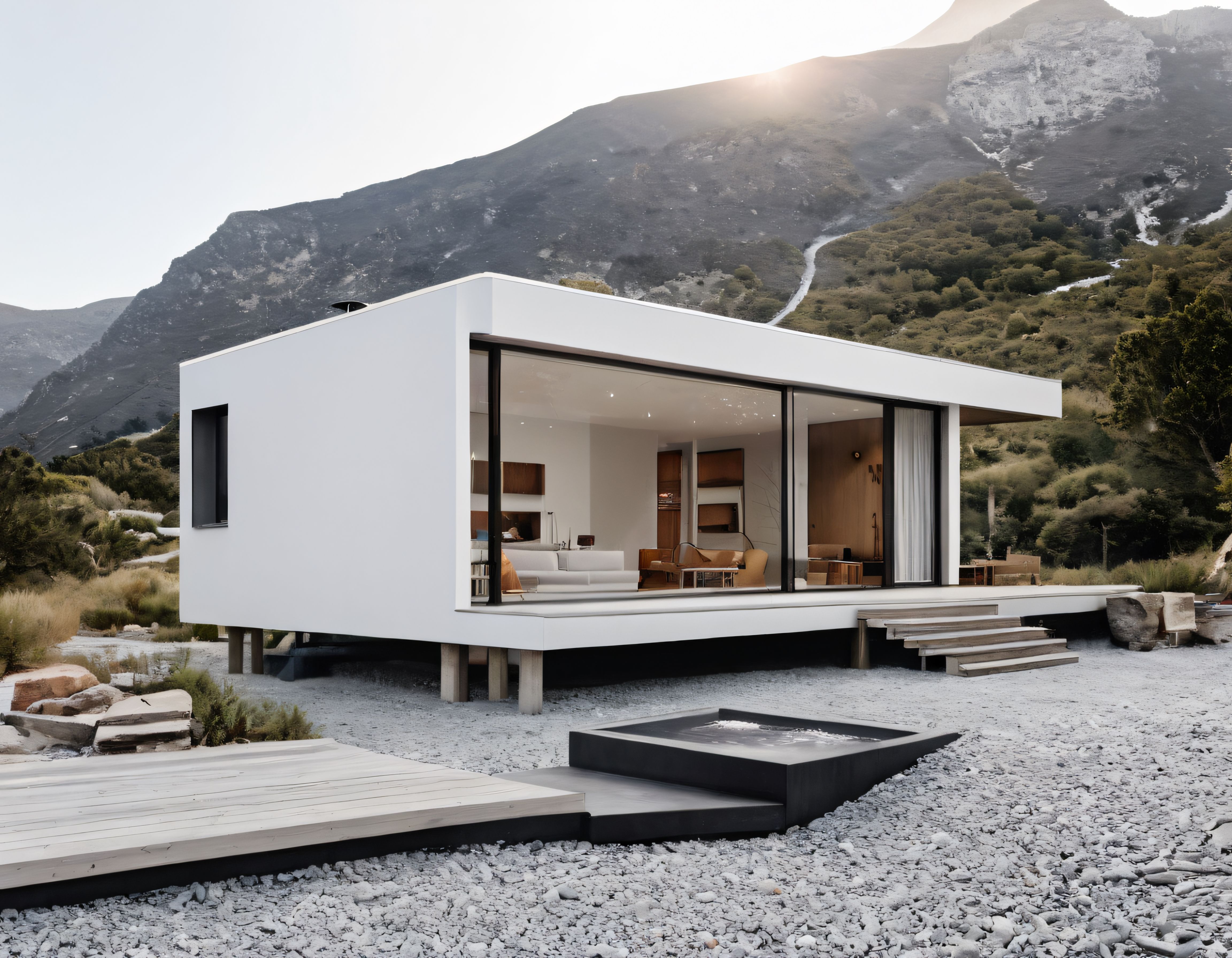 Modern ve Minimalist Dağ Evi: Cam Cepheli Lüks Villa ve Muhteşem Doğa Manzarası