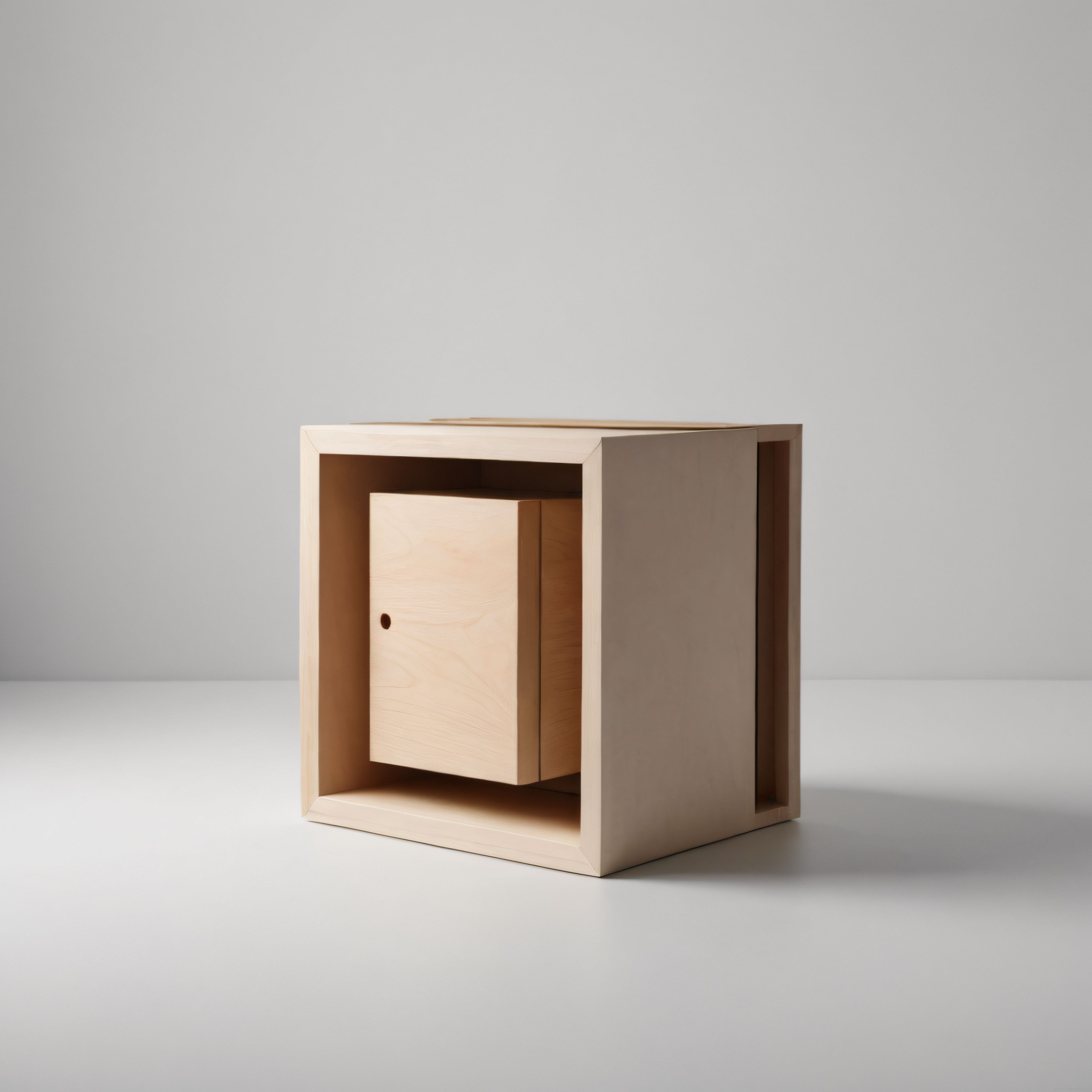 Modern ve Minimalist Doğal Ahşap Küp Formlu Yan Sehpa ve Saklama Ünitesi