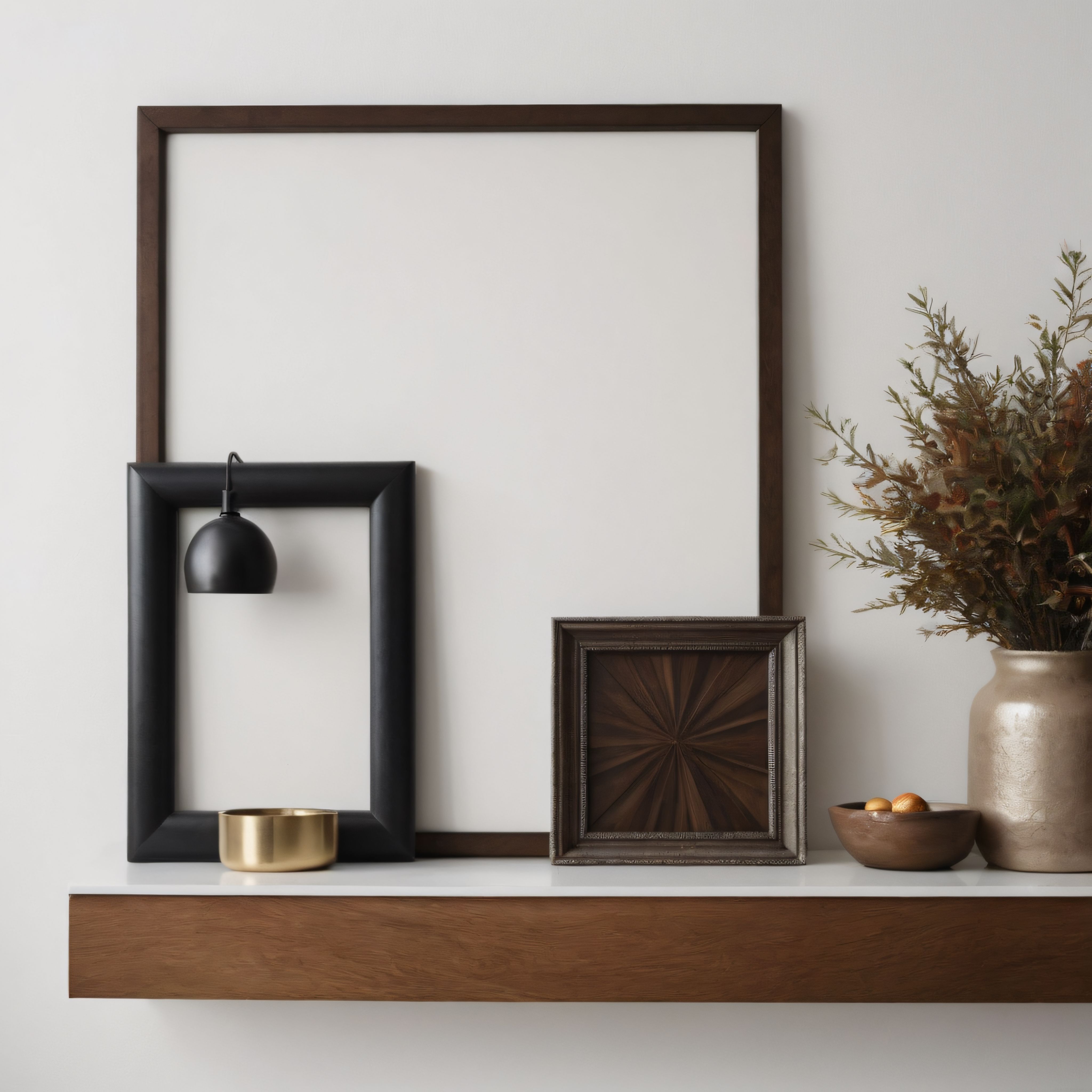 Modern ve Minimalist İç Mekan Dekorasyonu: Boş Çerçeveler ve Doğal Detaylar