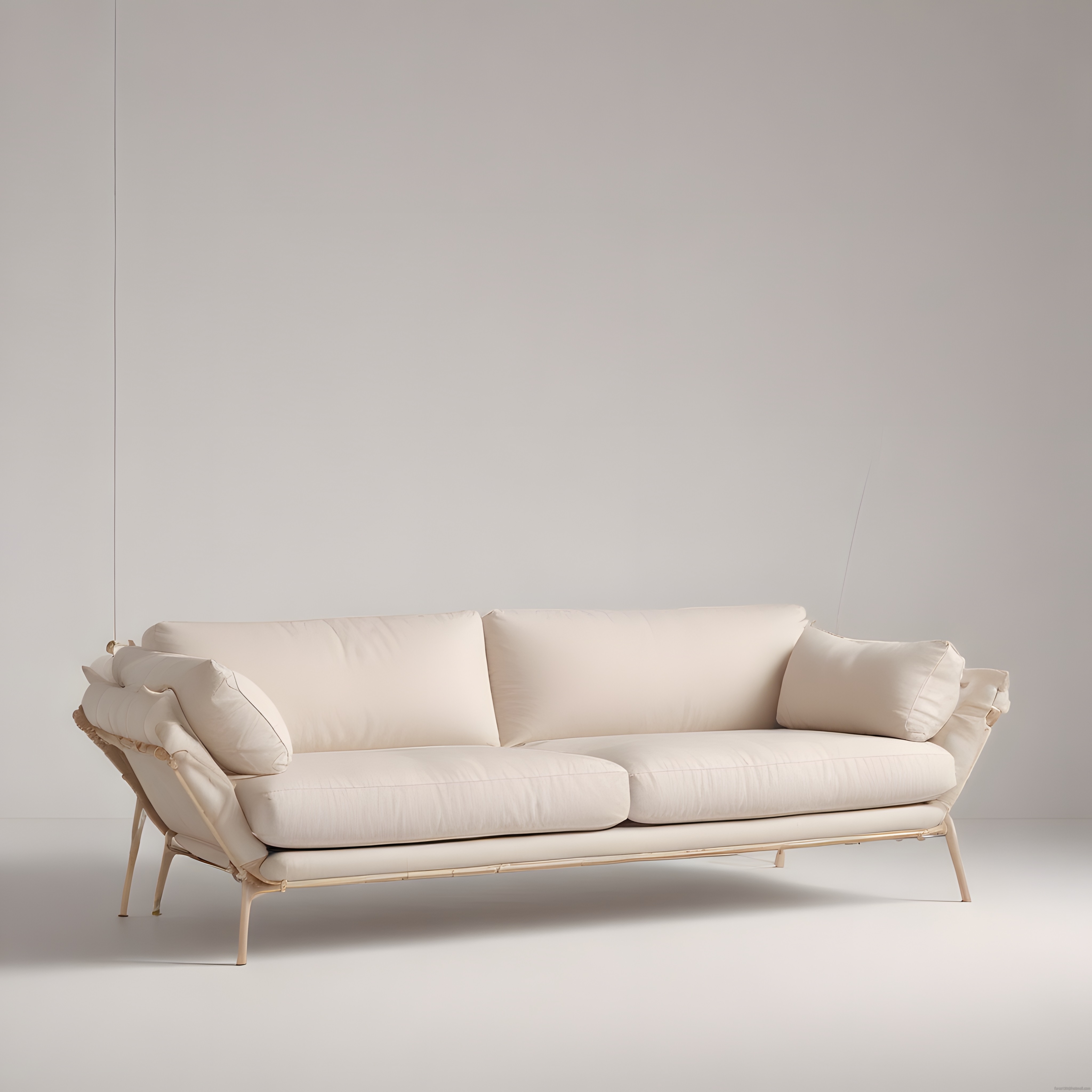 Modern ve Minimalist Krem Rengi Üçlü Kanepe ile Şık Salon Dekorasyonu
