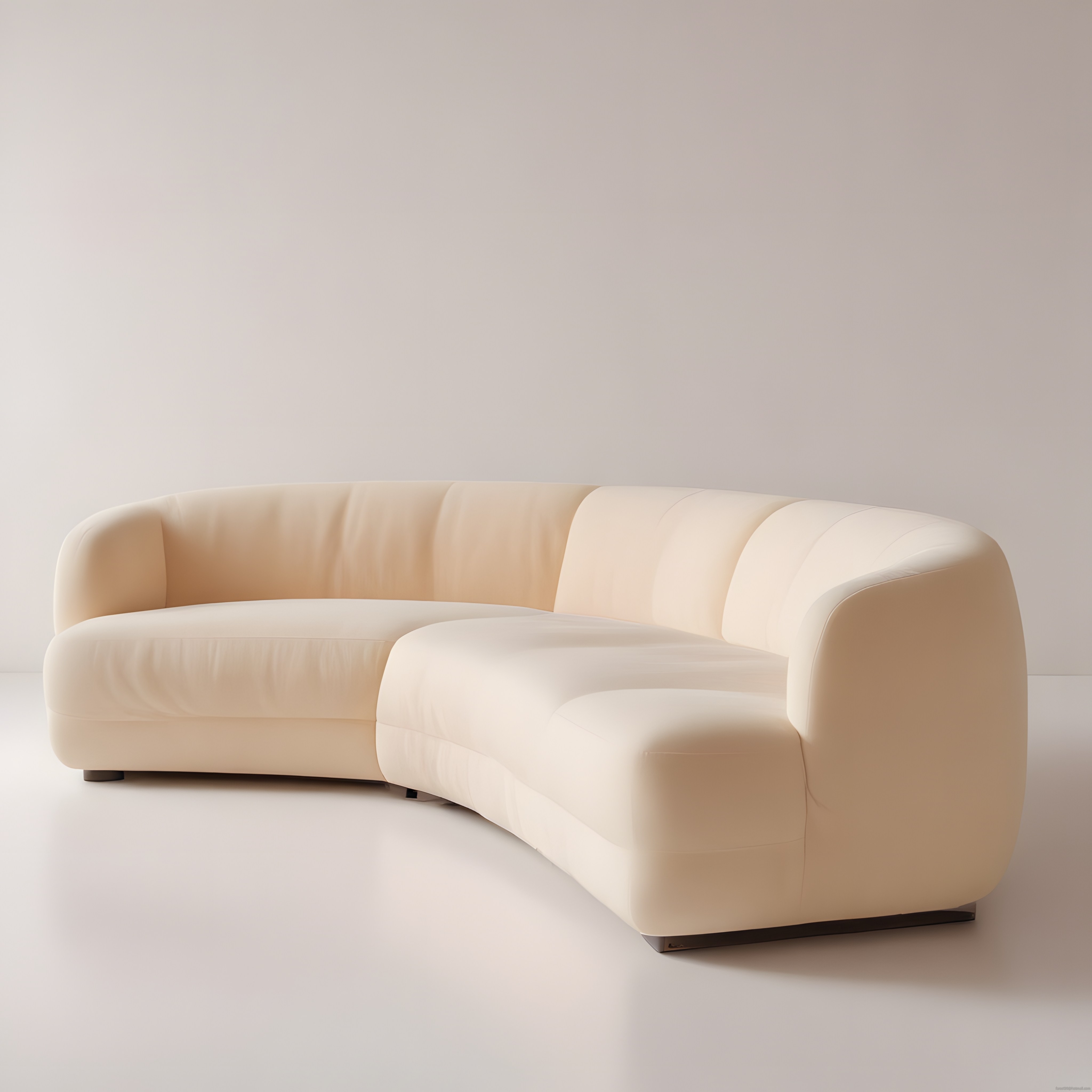 Modern ve minimalist krem rengi yuvarlak hatlı köşe kanepe tasarımı