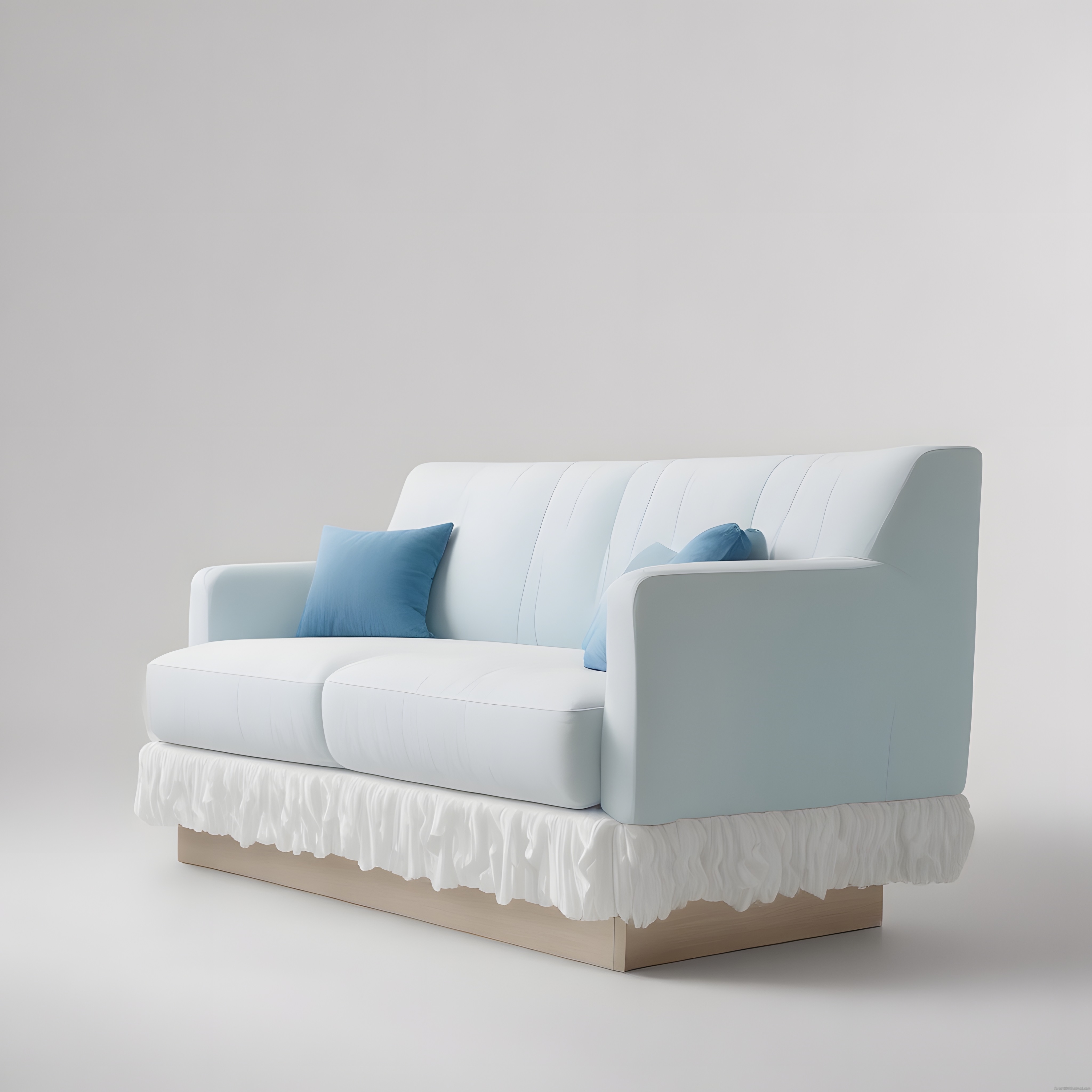 Modern ve Minimalist Mavi Beyaz Kanepe ile Ferah Salon Dekorasyonu
