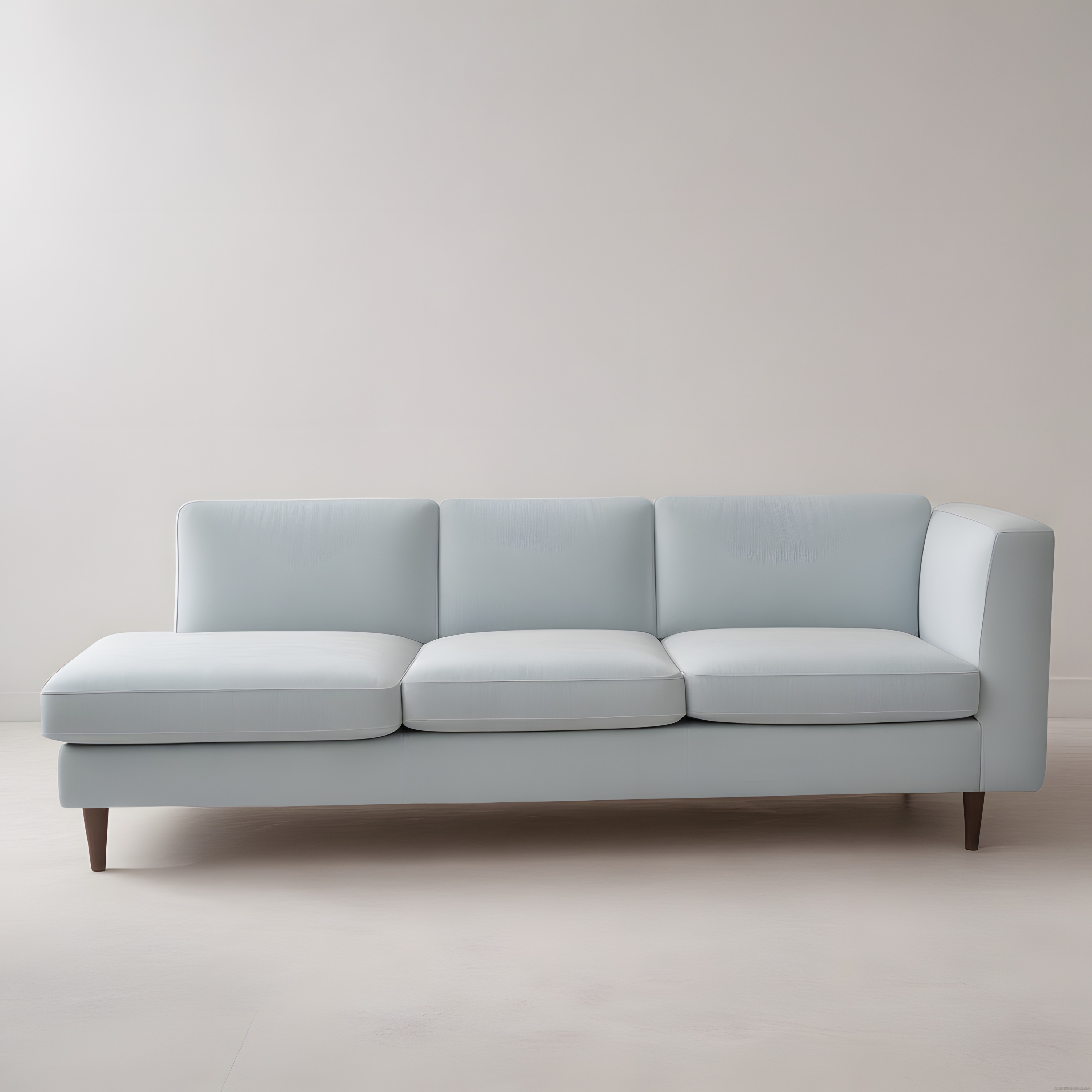 Modern ve Minimalist Mavi Üçlü Kanepe ile Sade Beyaz Salon Dekorasyonu
