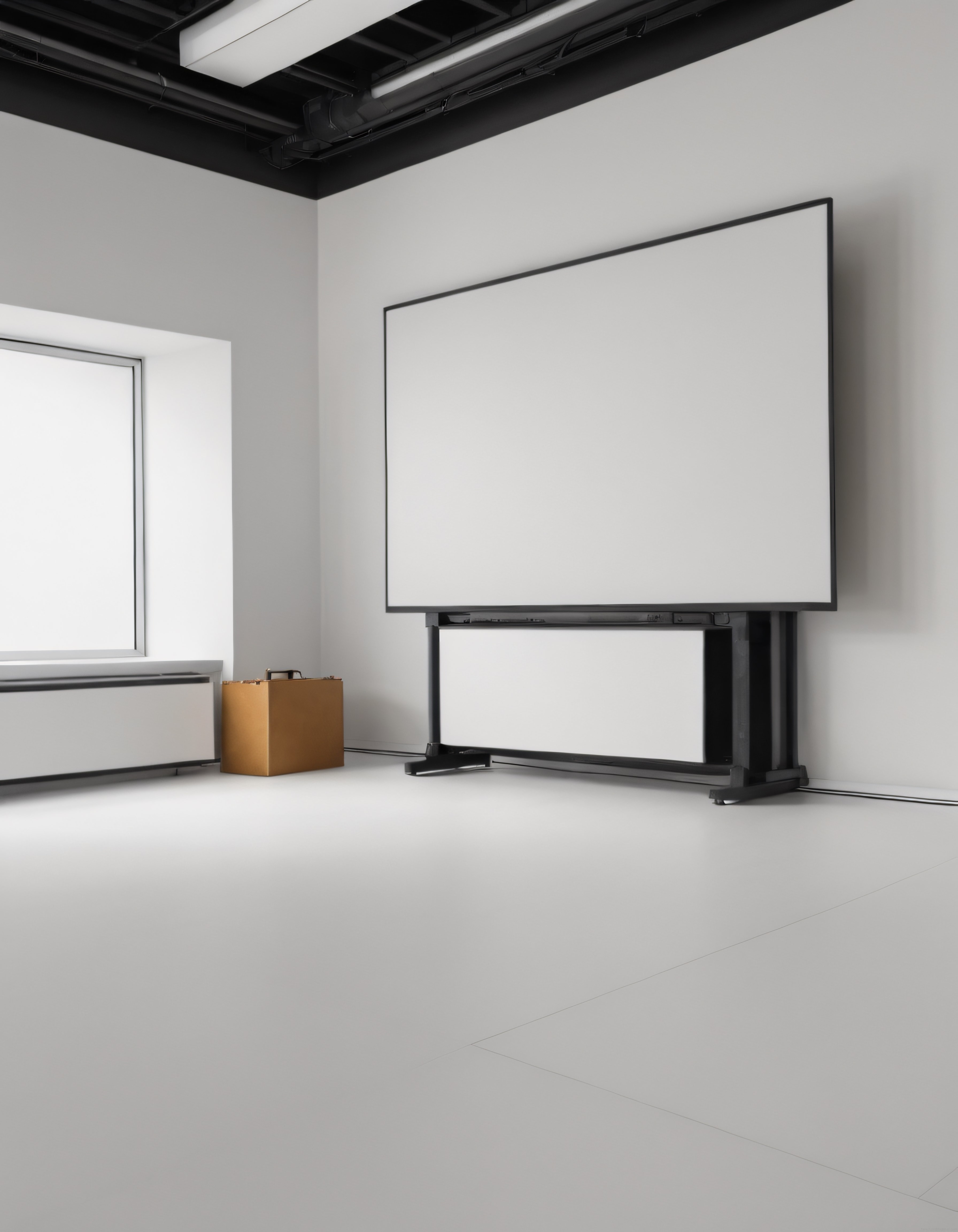Modern ve Minimalist Ofis İçinde Boş İnteraktif Tahta ile Sunum Alanı
