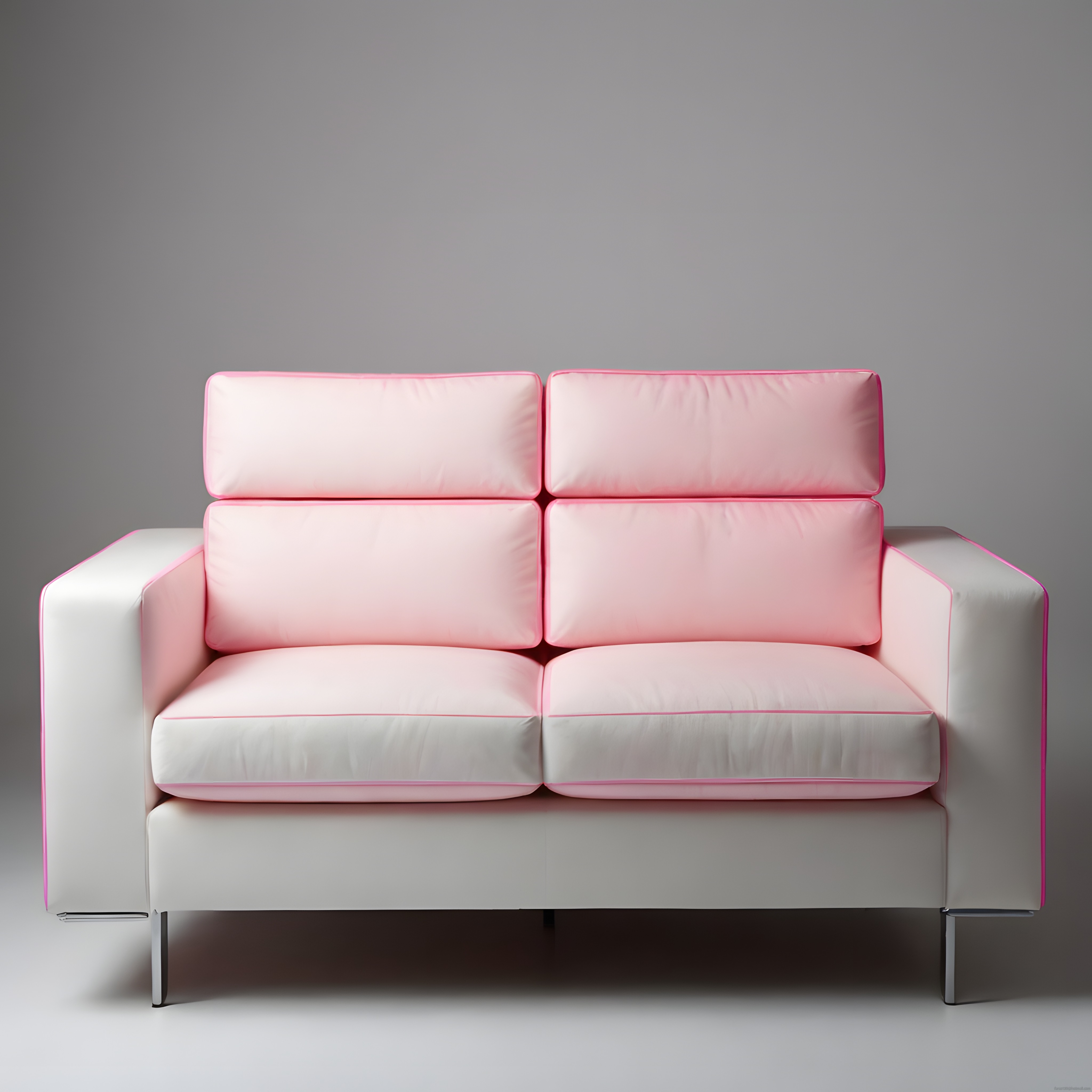 Modern ve Minimalist Pembe Detaylı İkili Kanepe Stüdyo Çekimi