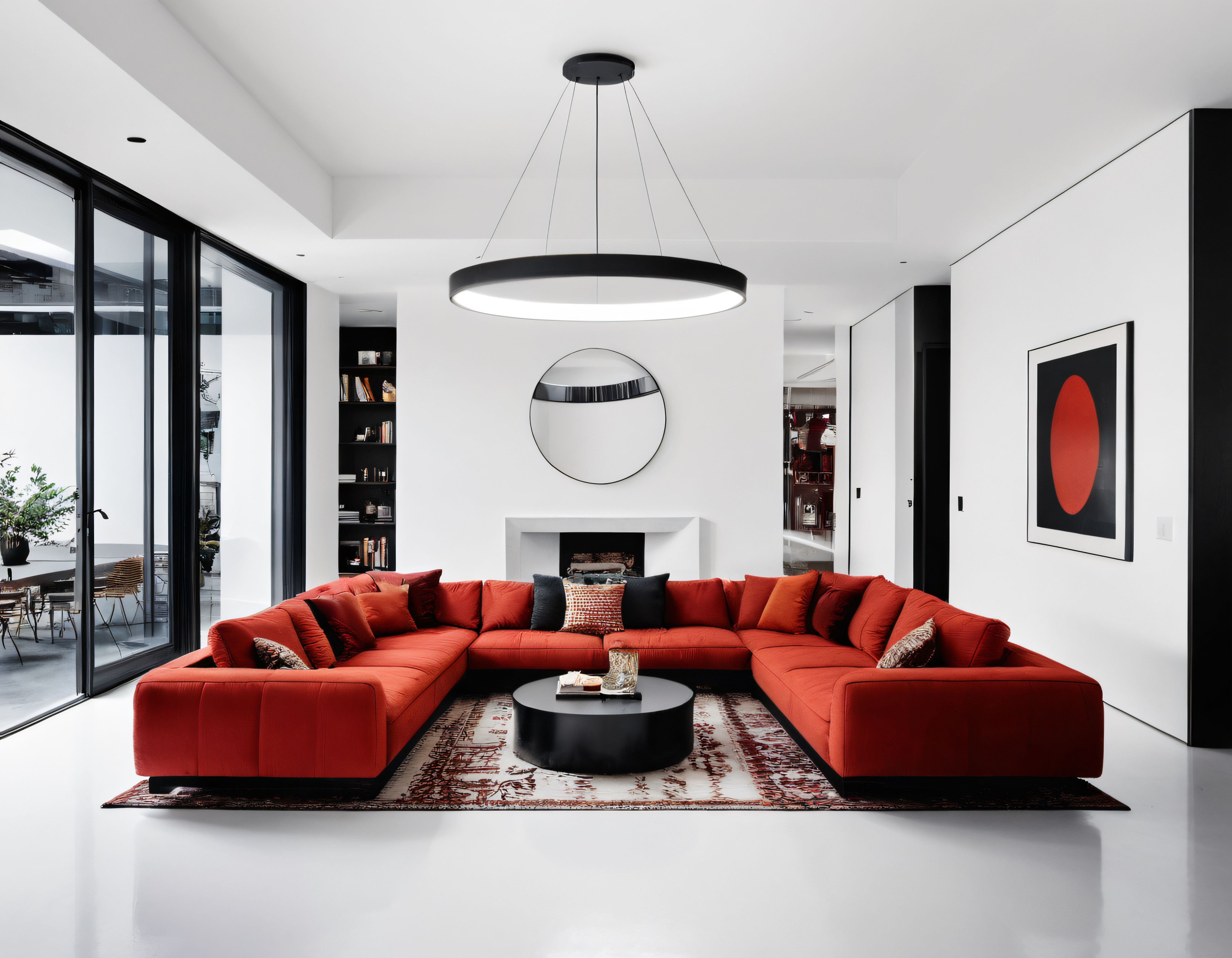 Modern ve Minimalist Salon Tasarımında Kırmızı Kanepenin Etkileyici Duruşu