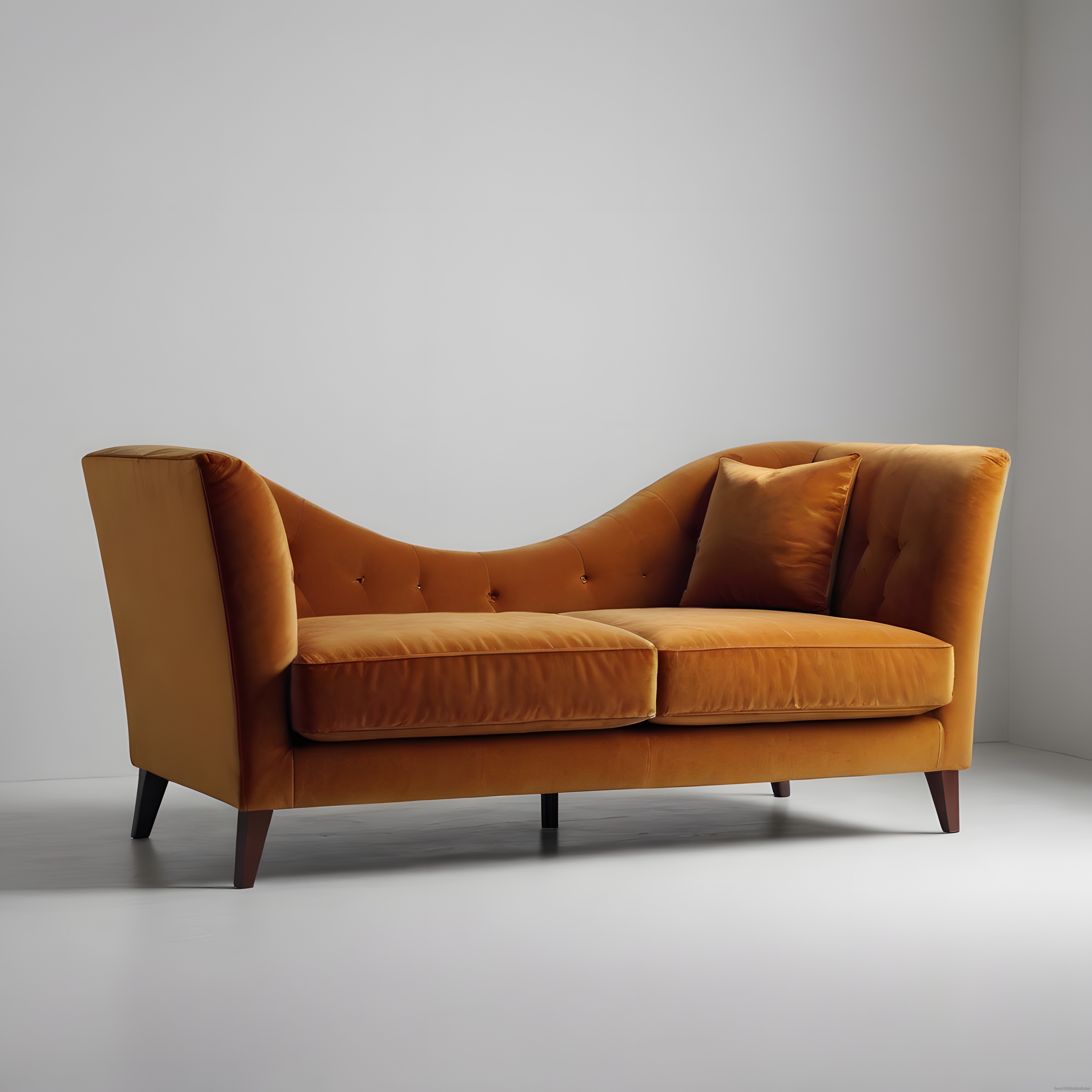 Modern ve Şık Turuncu Kadife Şezlong: Minimalist İç Mekan Dekorasyonu