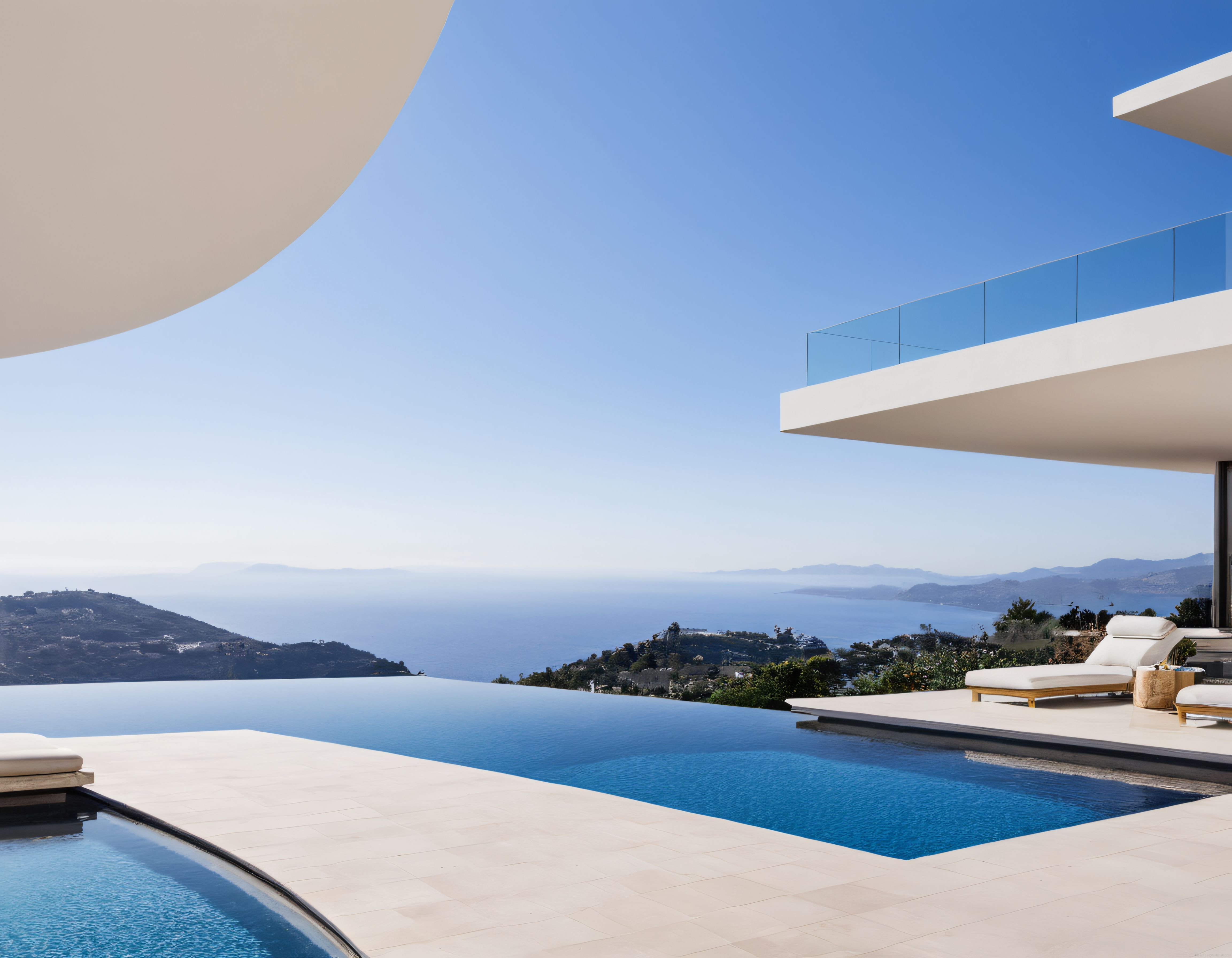 Modern Villada Sonsuzluk Havuzu ve Panoramik Deniz Manzarası