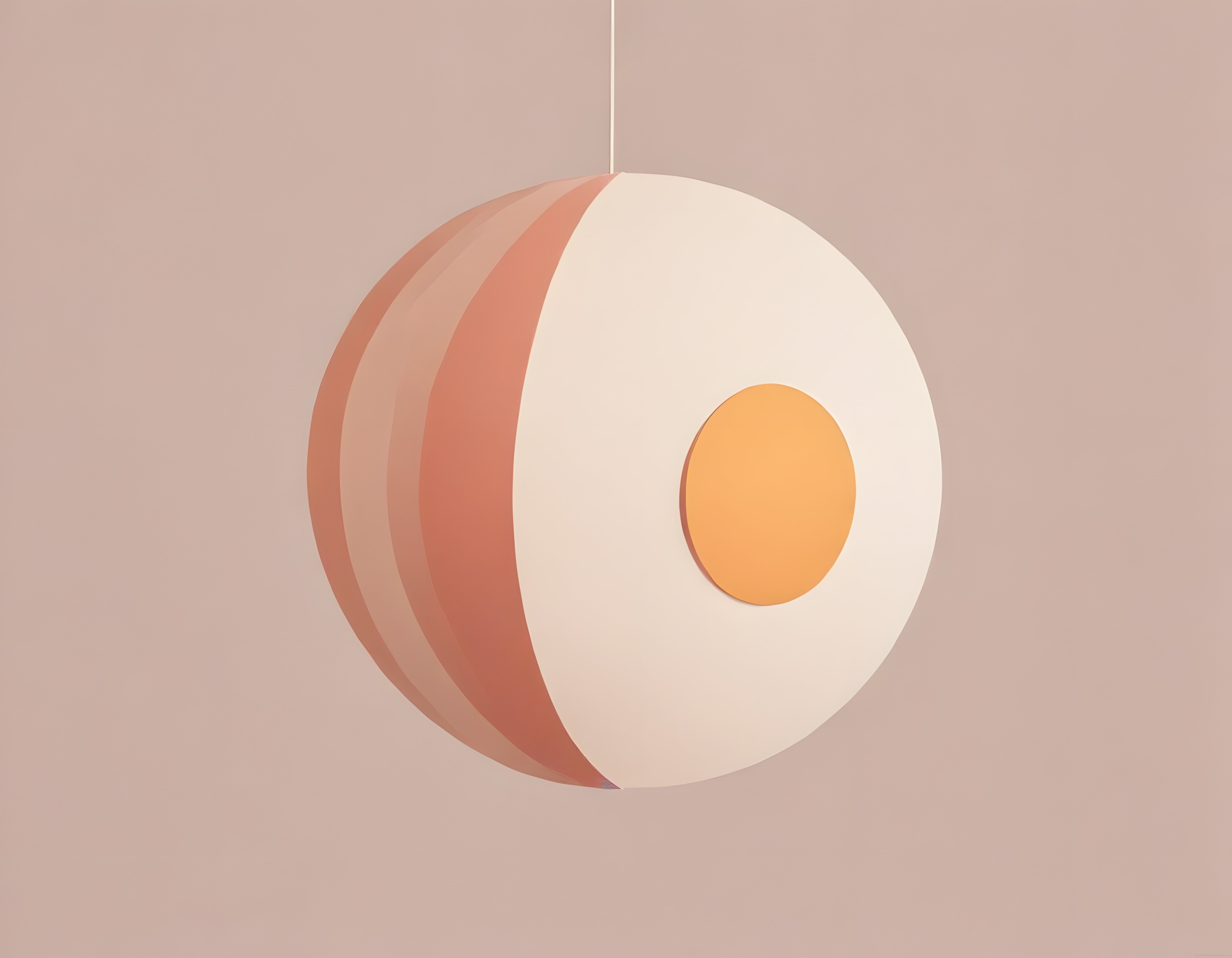 Modern Yuvarlak Asma Lamba: Minimalist Terracotta ve Krem Renkli Avize Tasarımı