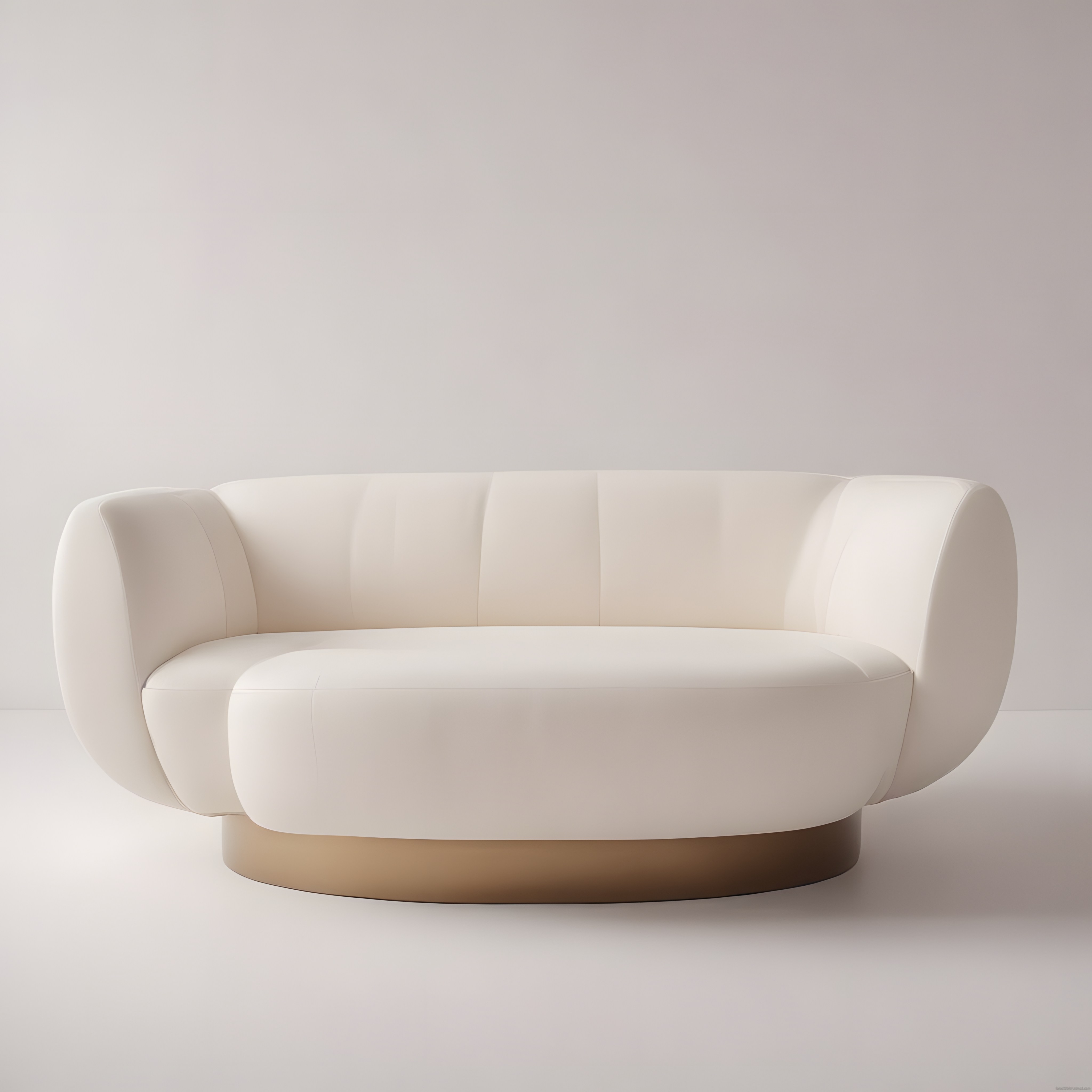 Modern Yuvarlak Formlu Beyaz Kanepe ve Altın Detaylı Minimalist Tasarım