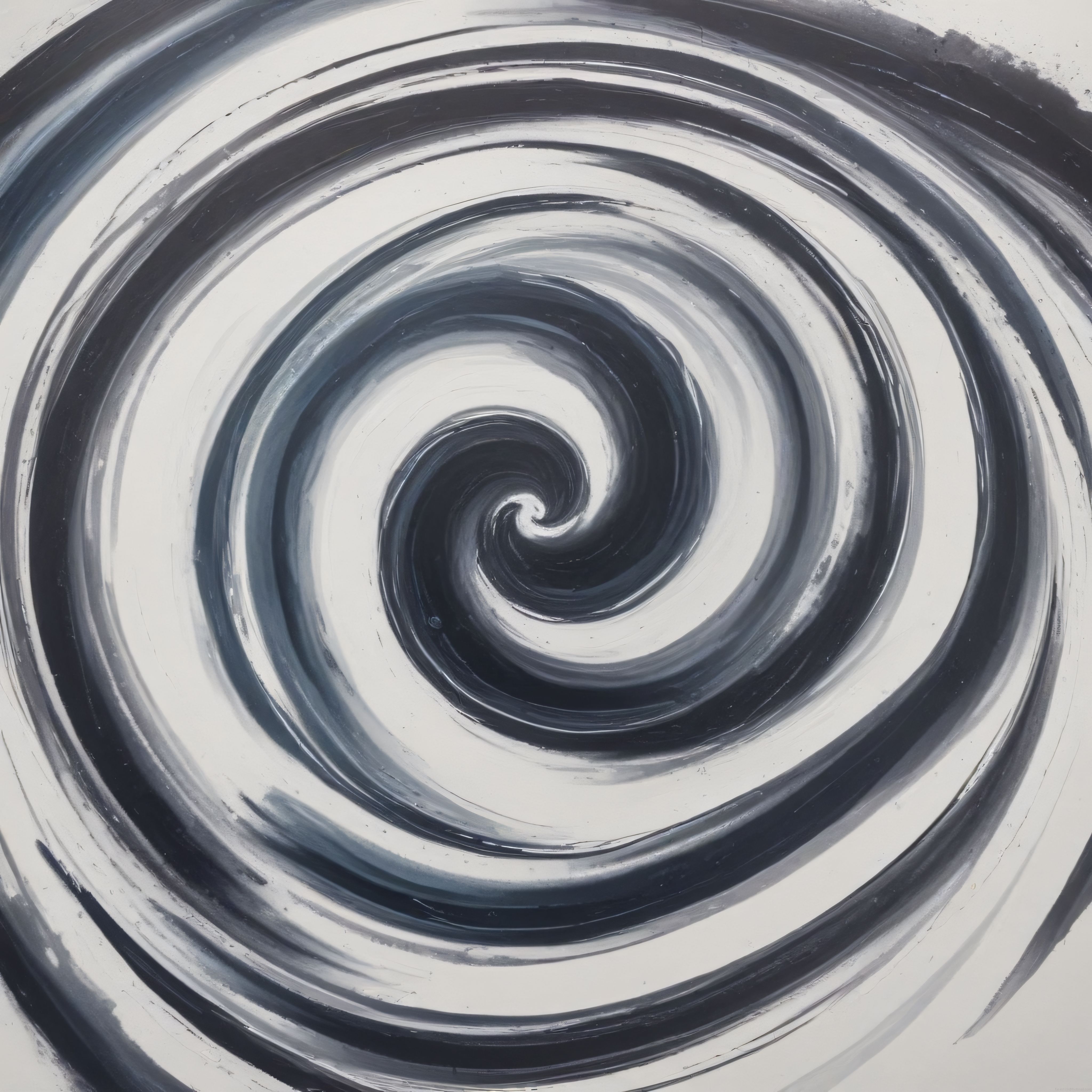 Monokrom Spiral Soyut Tablo: Hipnotik Sarmal Desenli Dokulu Tuval Sanat Eseri