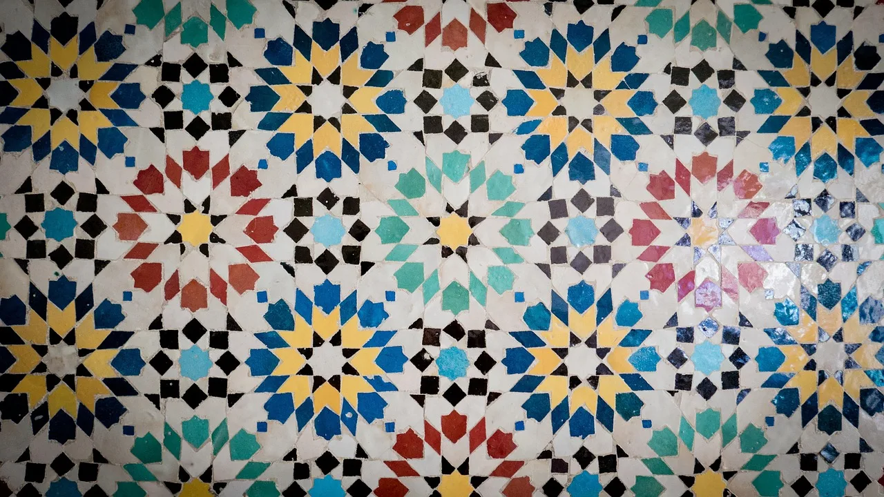 Mozaik duvar deseni - geometrik çini süslemeleri