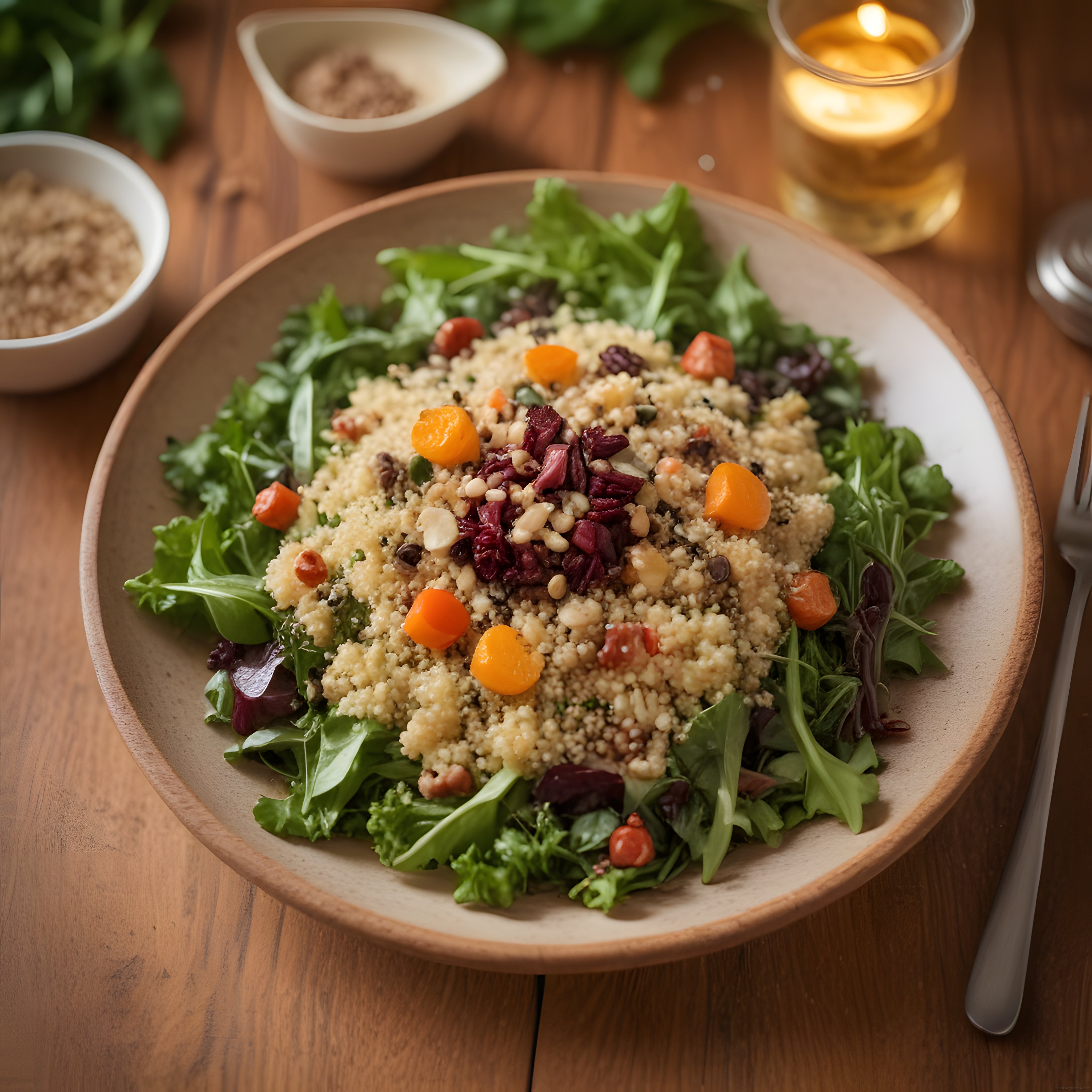 Mum Işığında Kuskuslu Salata: Pancar ve Yeşilliklerle Besleyici Akşam Yemeği
