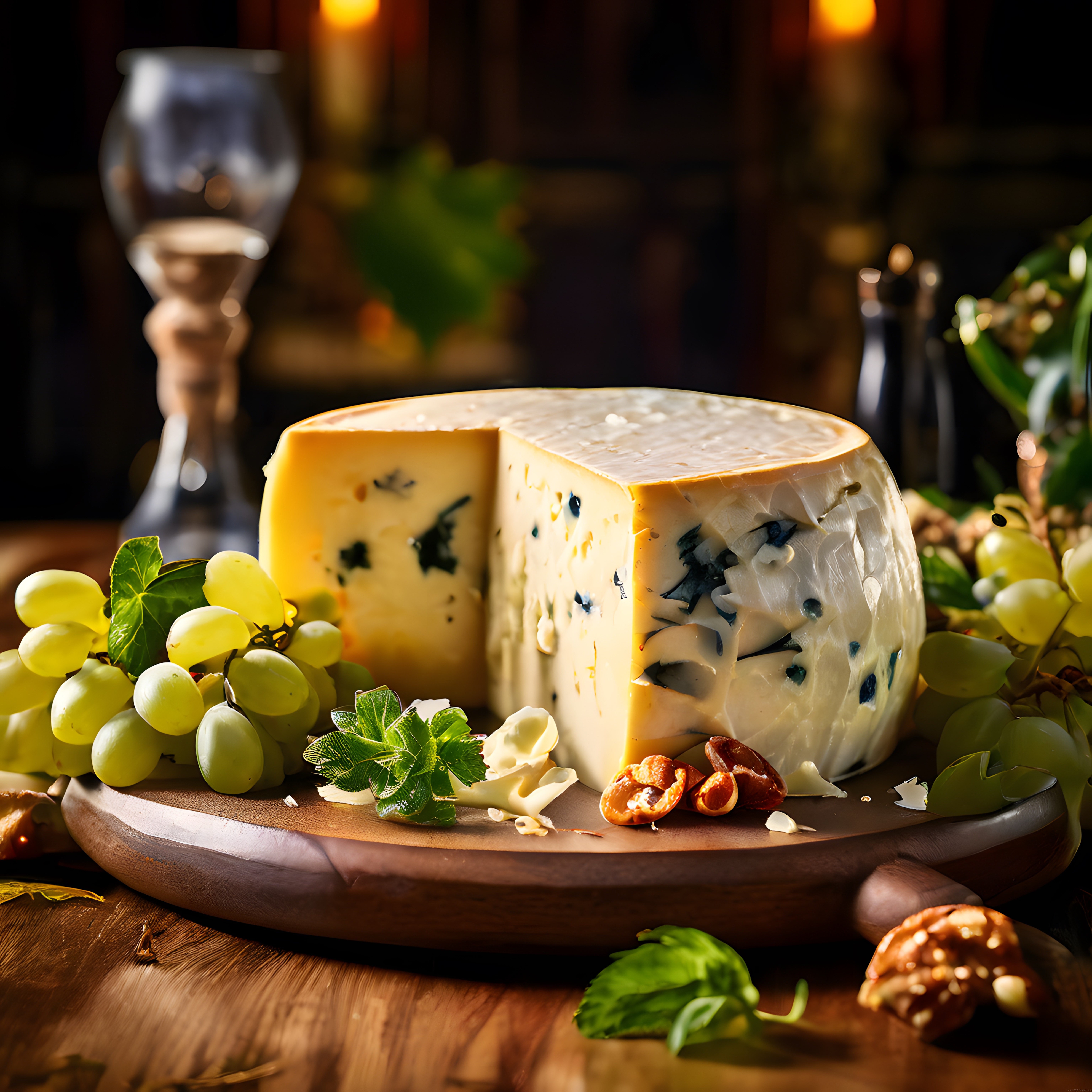 Mum Işığında Şarap ve Peynir Tabağı: Bleu Cheese Sunumu ile Romantik Bir Akşam