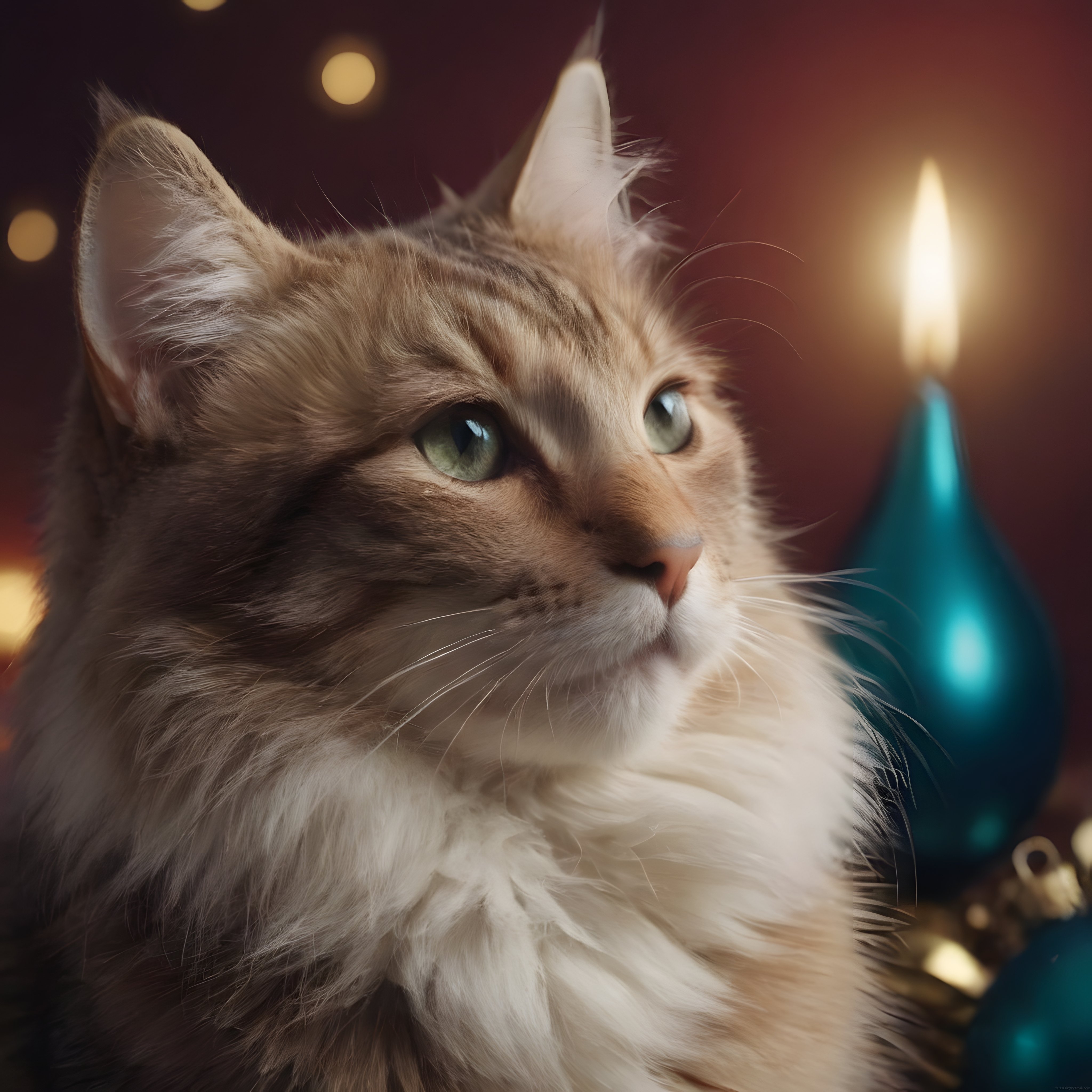 Mum Işığında Turuncu Tekirin Sıcak ve Huzurlu Kedi Portresi