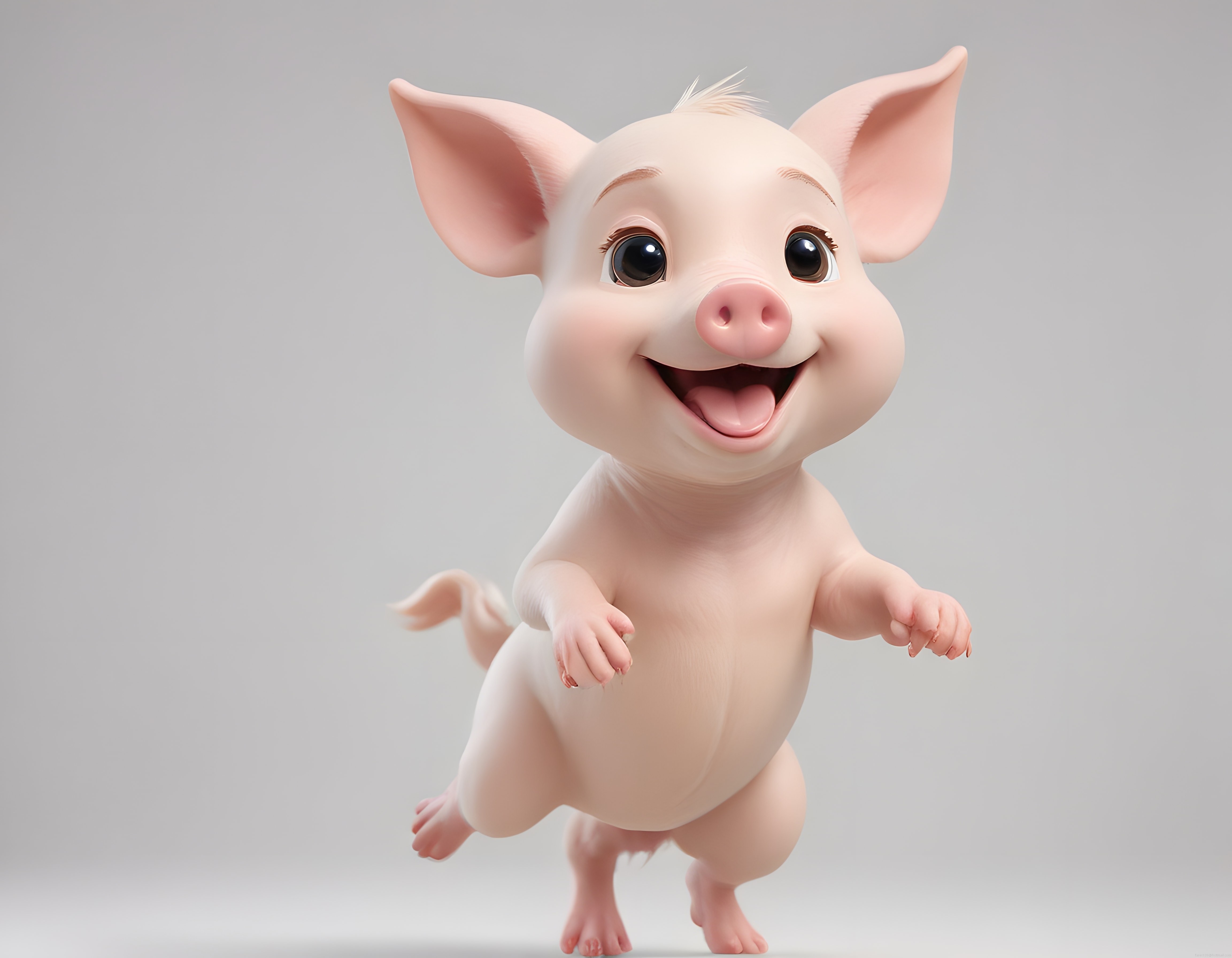 Mutlu 3D Animasyon Domuz Karakteri: Sevimli Pembe Piglet Tasarımı