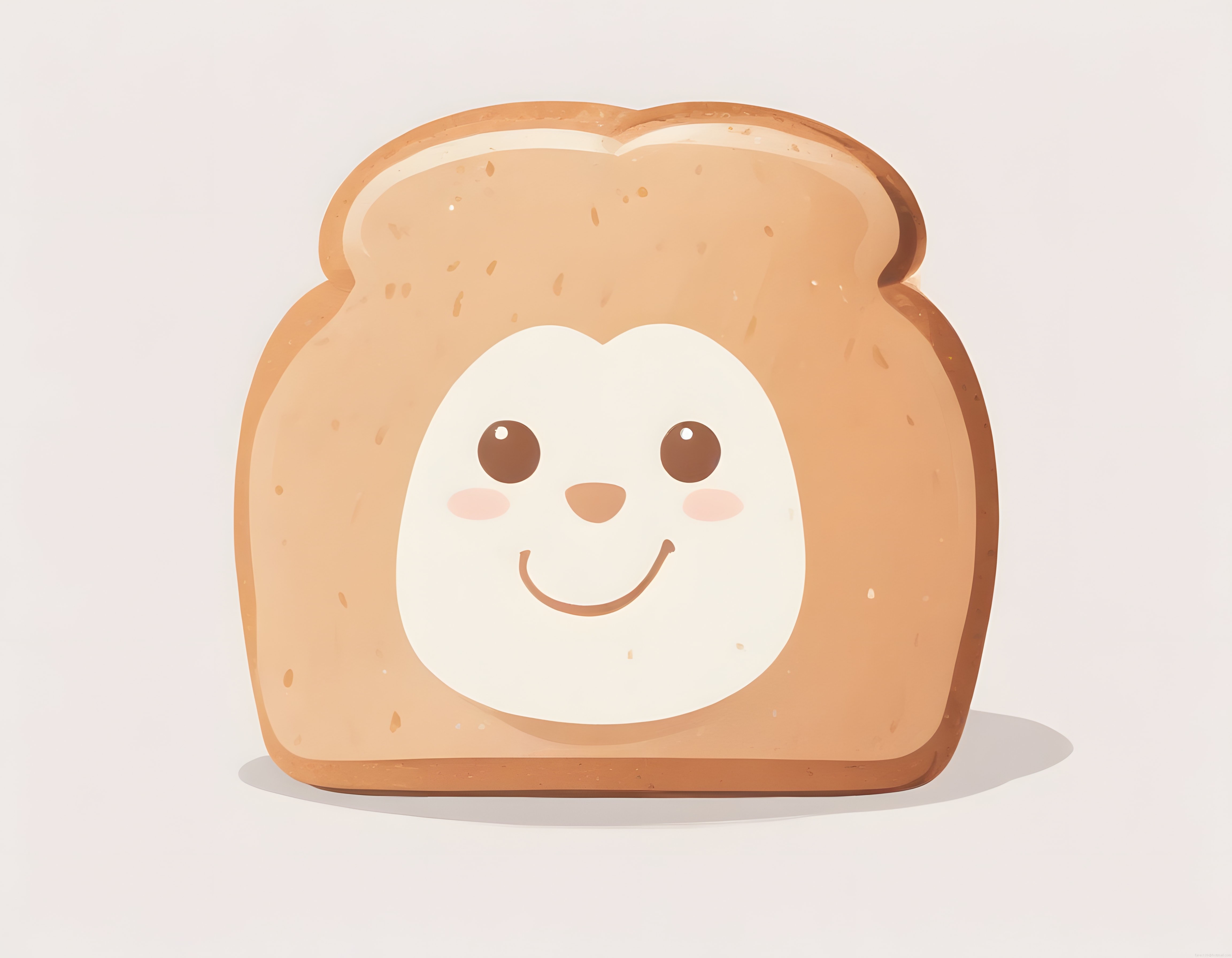 Mutlu Gülümseyen Sevimli Ekmek Dilimi Karakteri Kawaii Tost İllüstrasyon