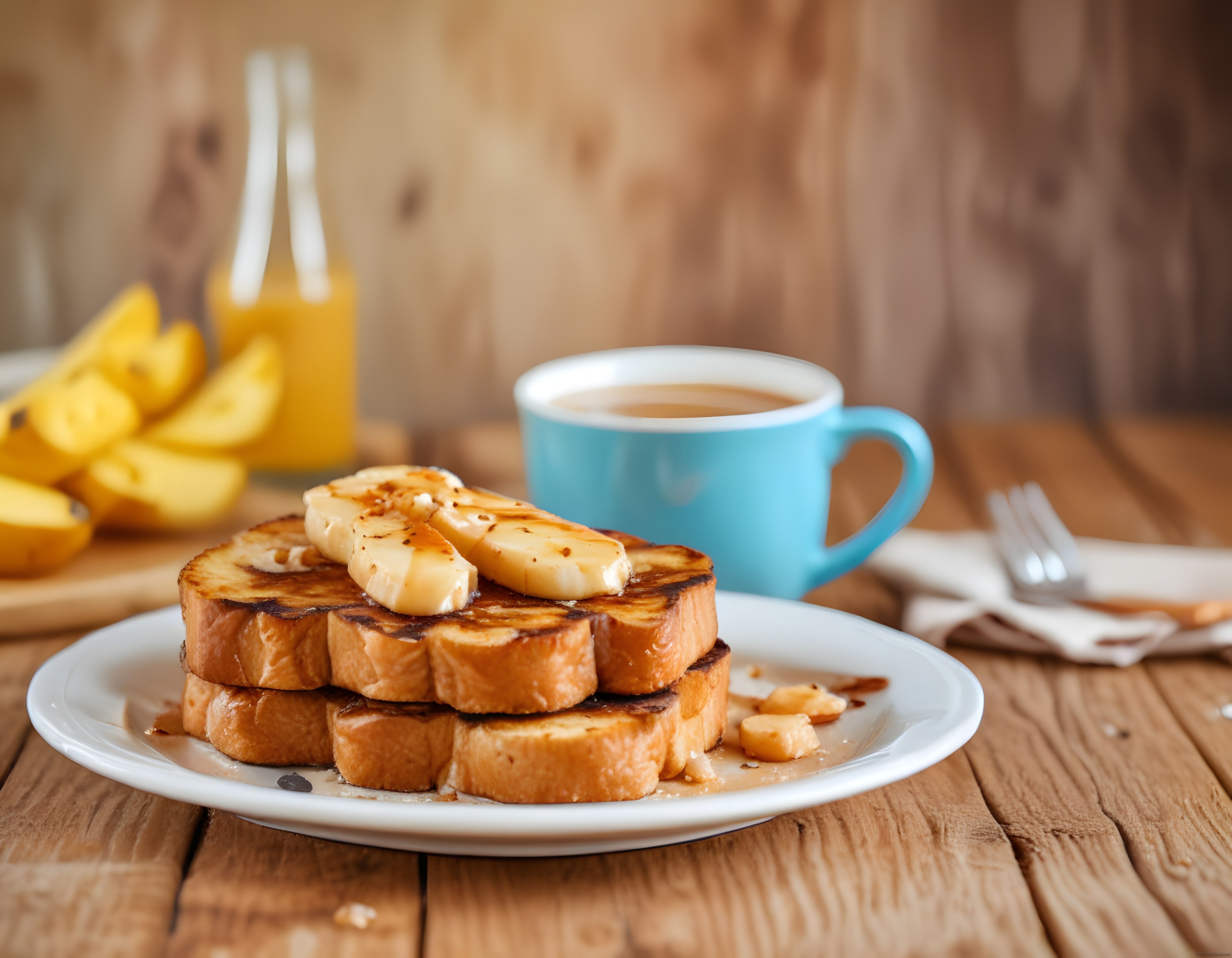 Muzlu Ballı French Toast ve Sıcak Kahve ile Keyifli Bir Kahvaltı Masası