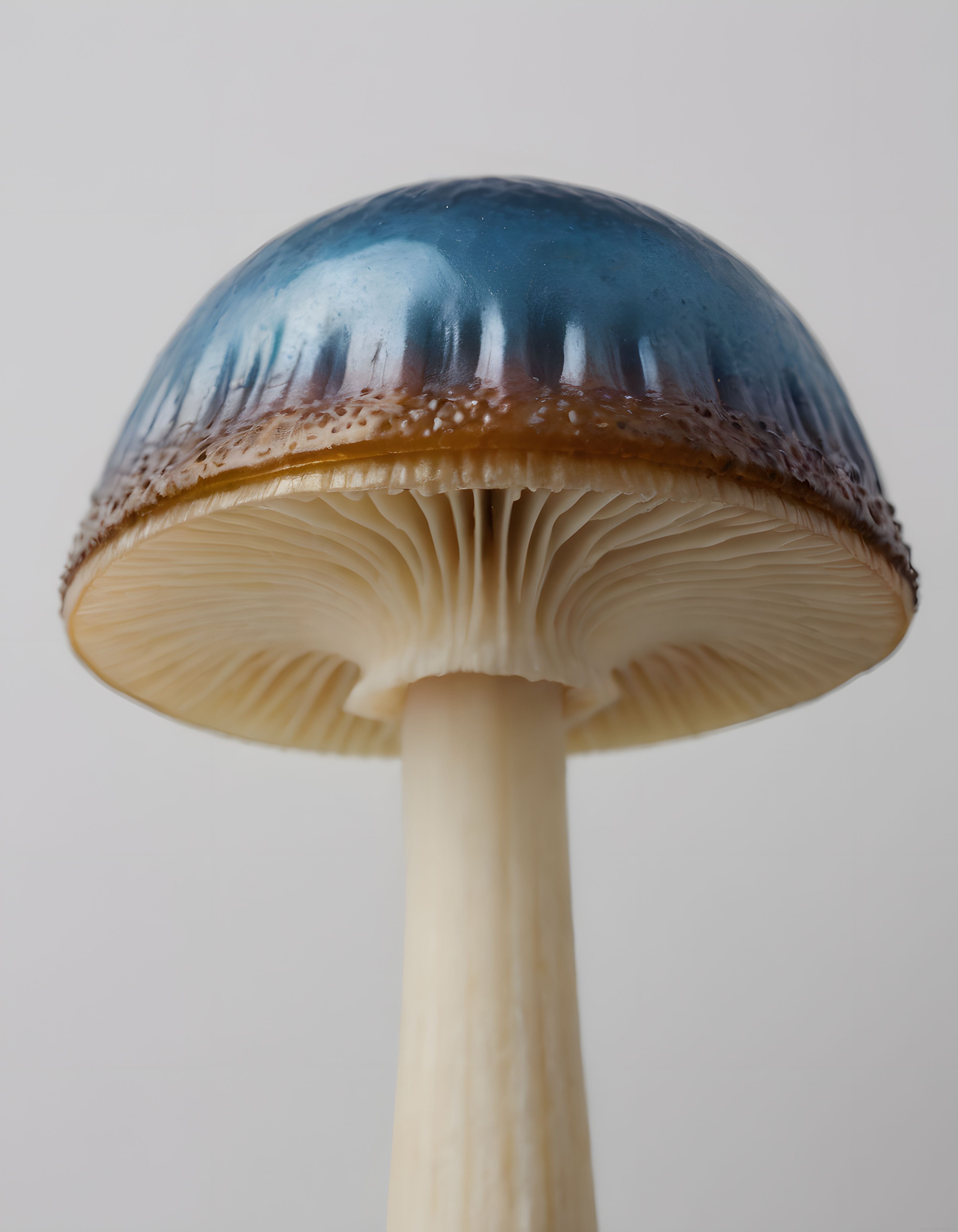 Nadir Mavi Şapkalı Mantarın Yapısını Keşfeden Etkileyici Makro Çekim