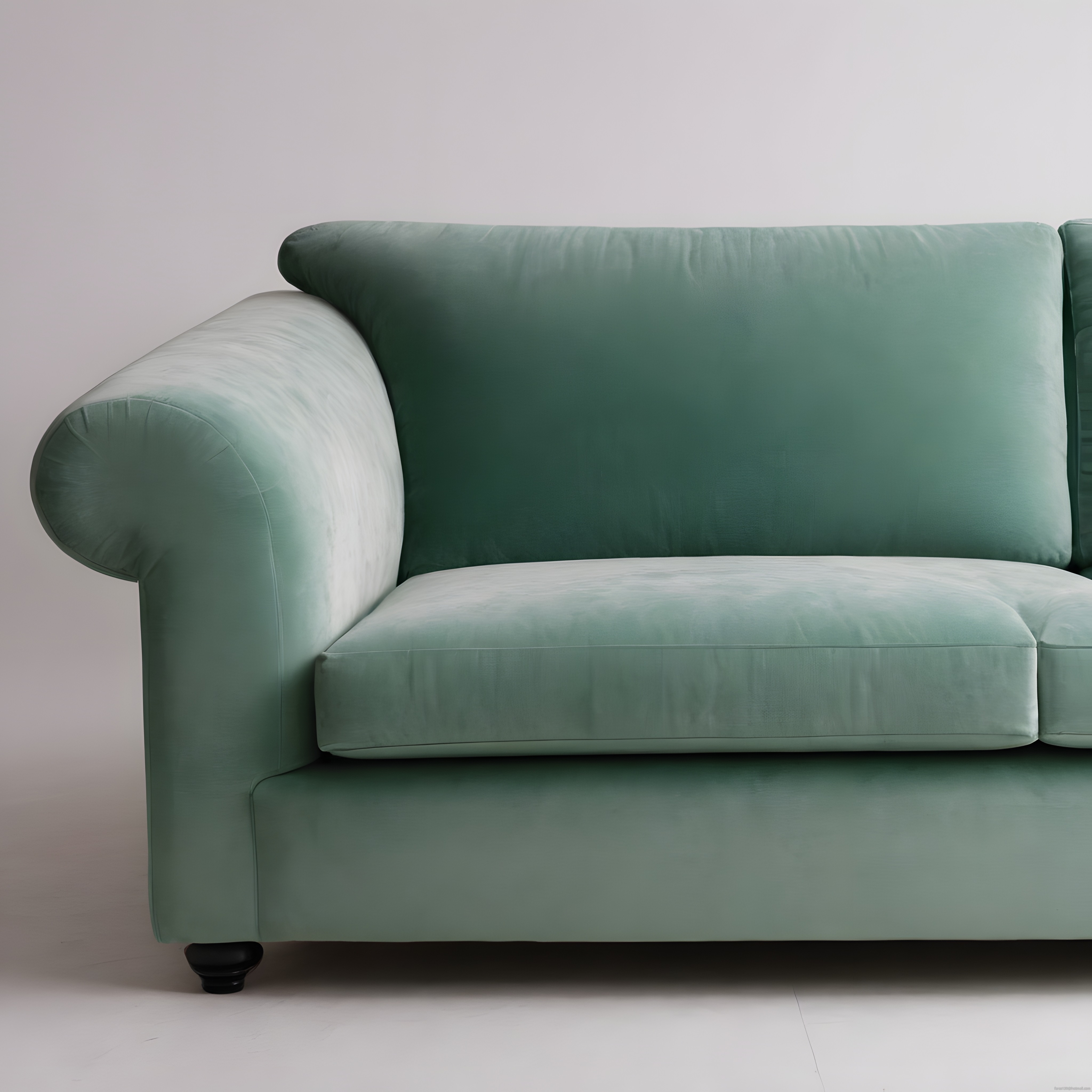 nane yeşili kadife chesterfield kanepe ve minimalist beyaz arka planlı iç mekan detayı