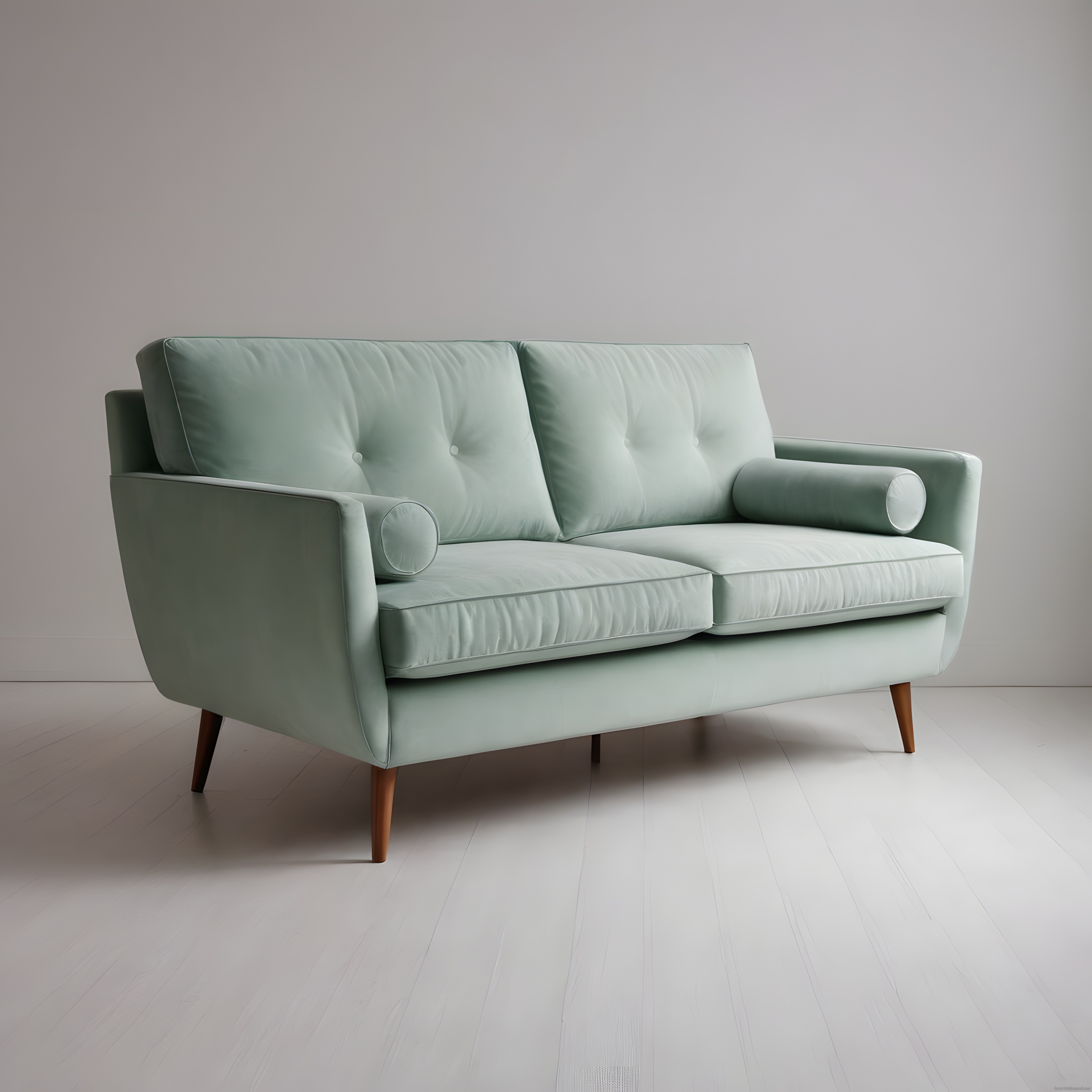 Nane Yeşili Modern İkili Kanepe ve Minimalist İç Mekan Dekorasyonu