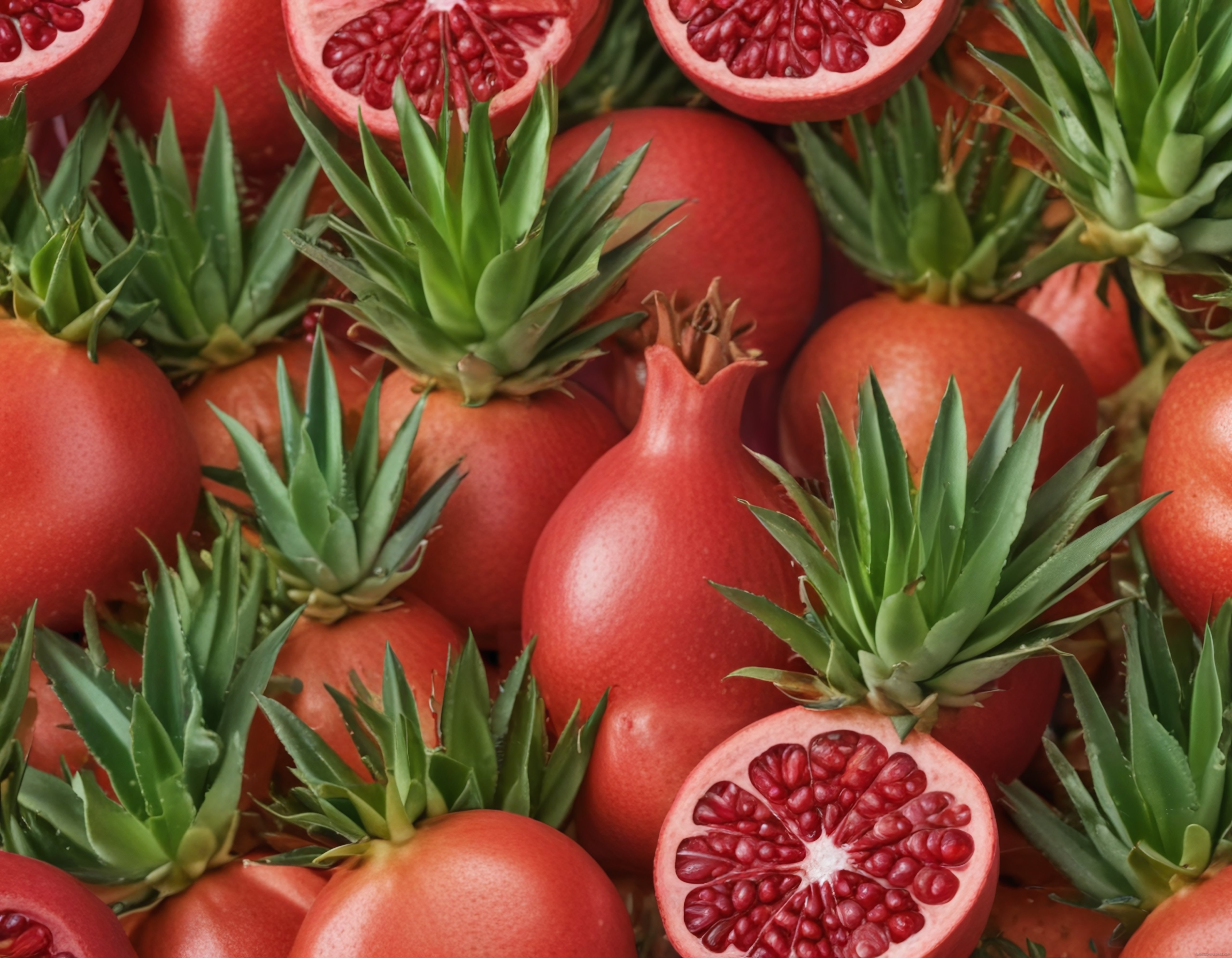 Nar ve Ananas Detayı: Taze Meyvelerden Oluşan Canlı ve Sağlıklı Görsel