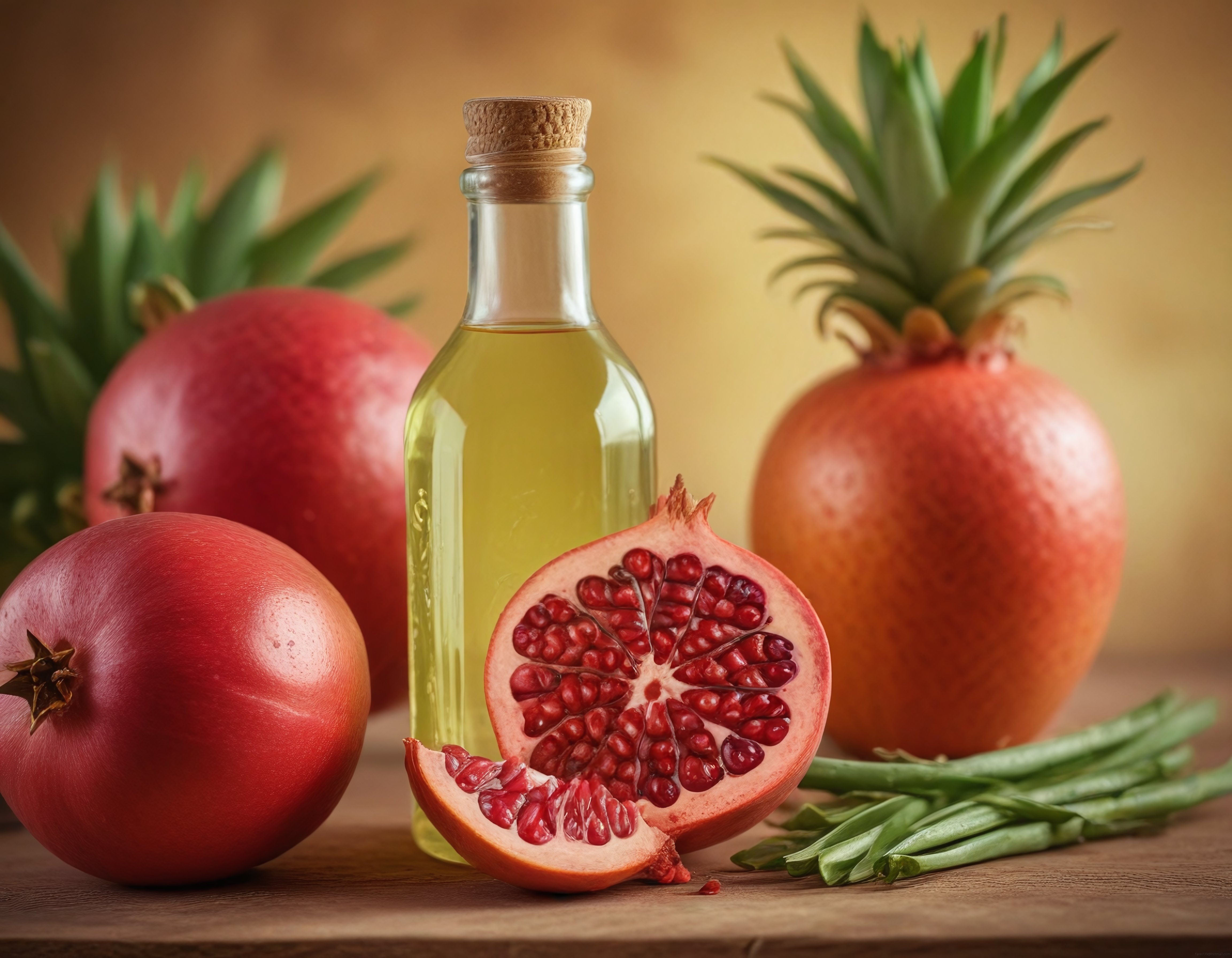 Nar ve Ananas ile Doğal Mutfak Stili: Taze Malzemeler ve Şifalı Yağ Sunumu