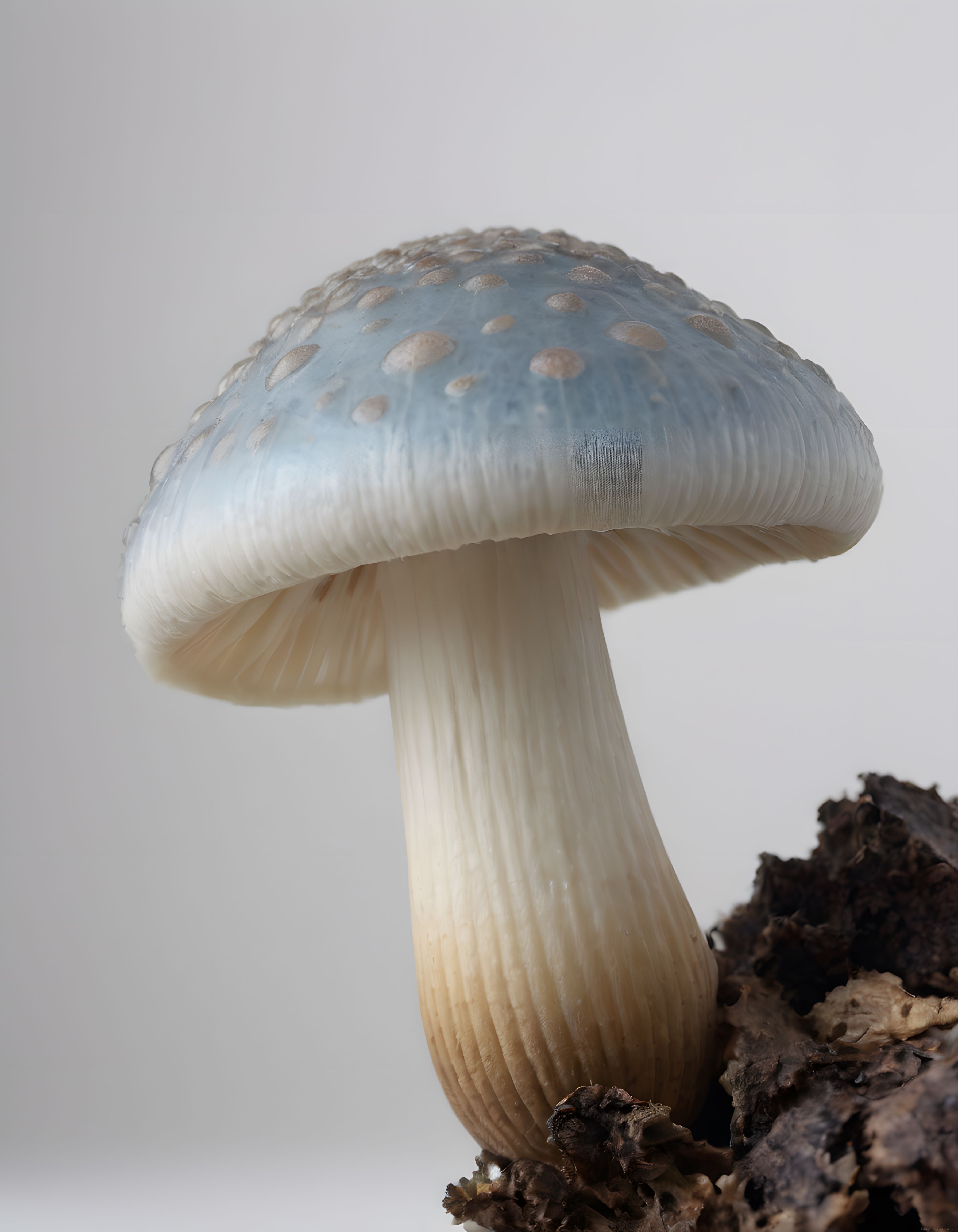 Narin Dokulu Gri Mavi Mantarın Estetik ve Detaylı Makro Fotoğraf Karesi