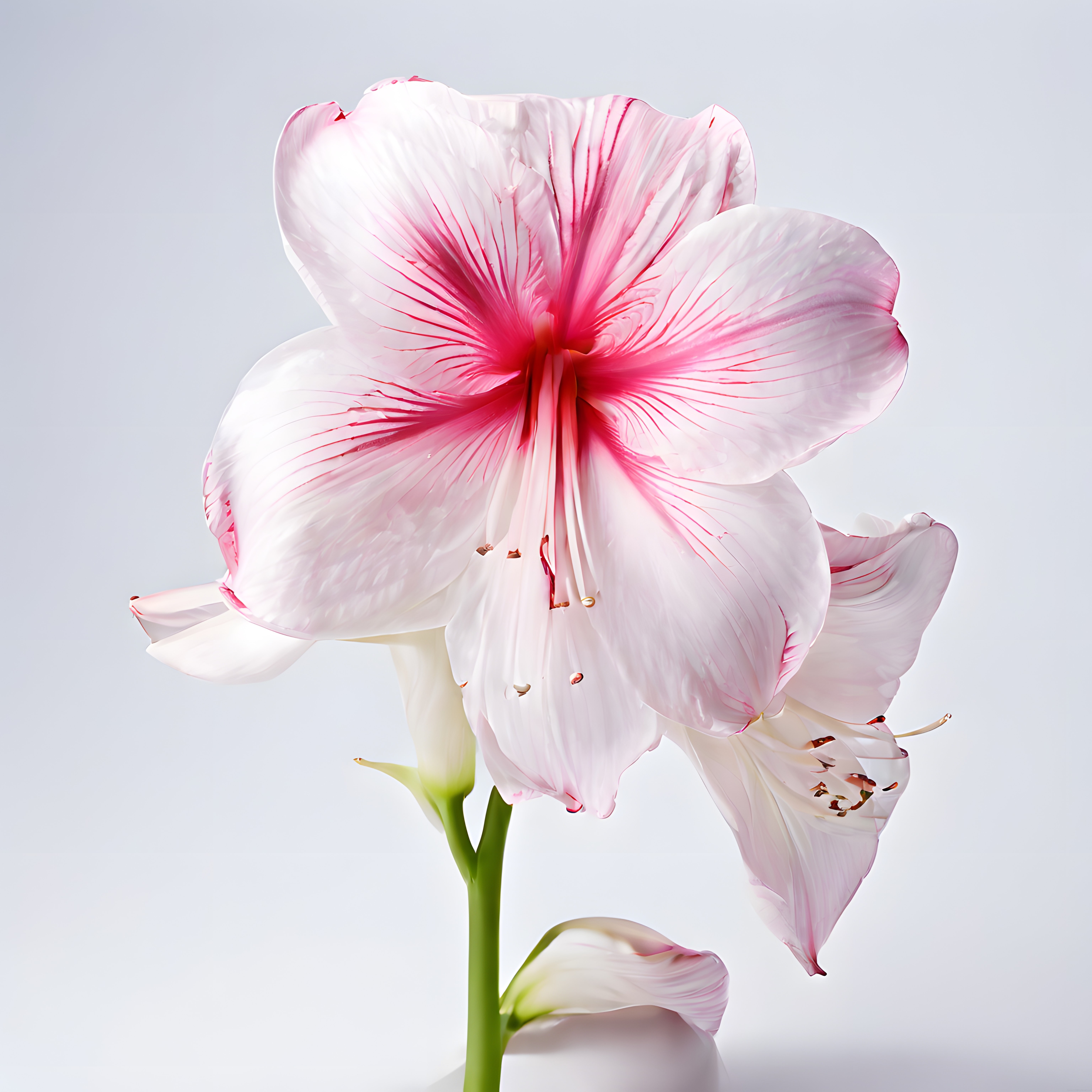 Narin Pembe Amaryllis Çiçeğinin Zarif Makro Portresi ve Botanik Detayları