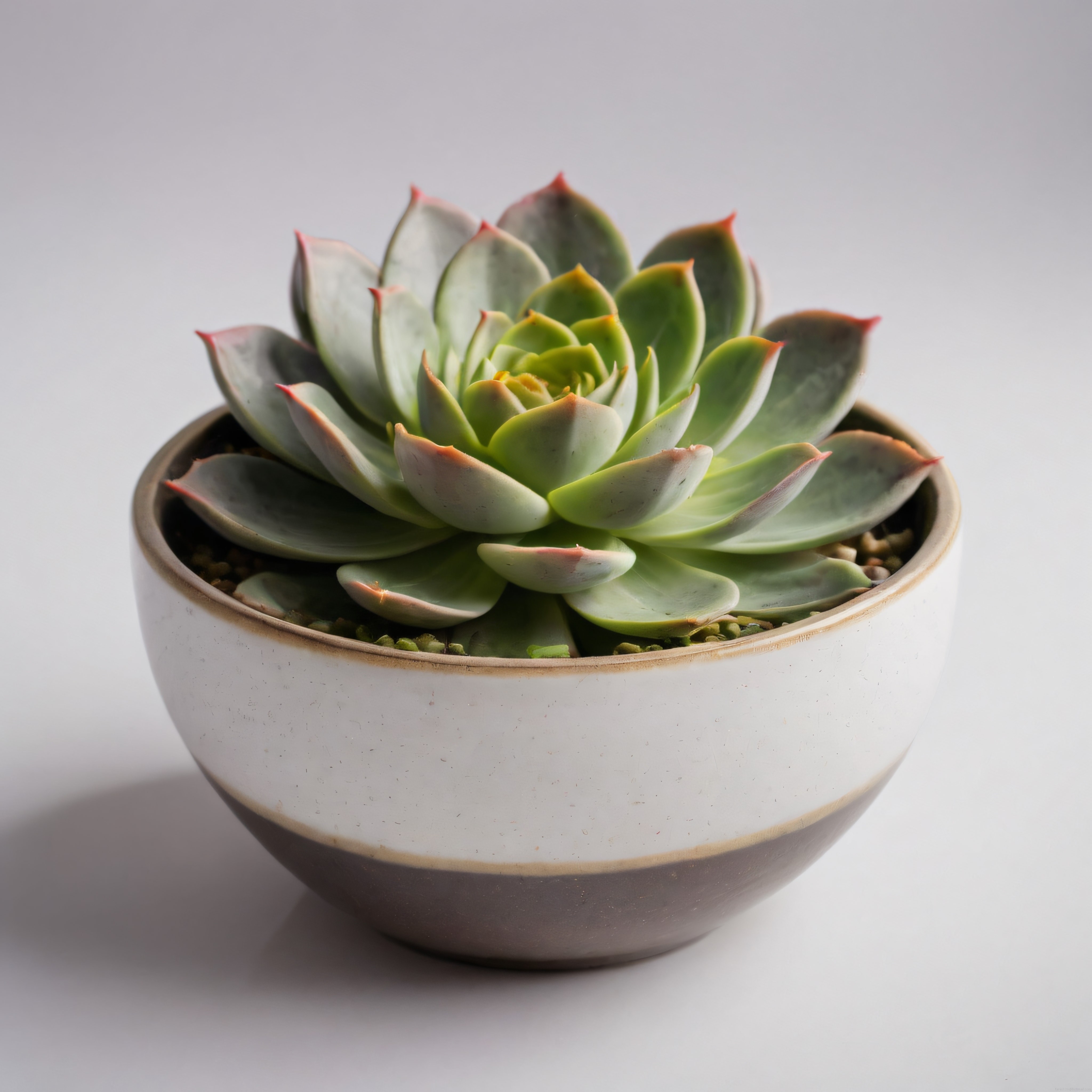 Nefes Alan Seramik Saksıda Pastel Renkli Echeveria Sukulent Dekorasyon