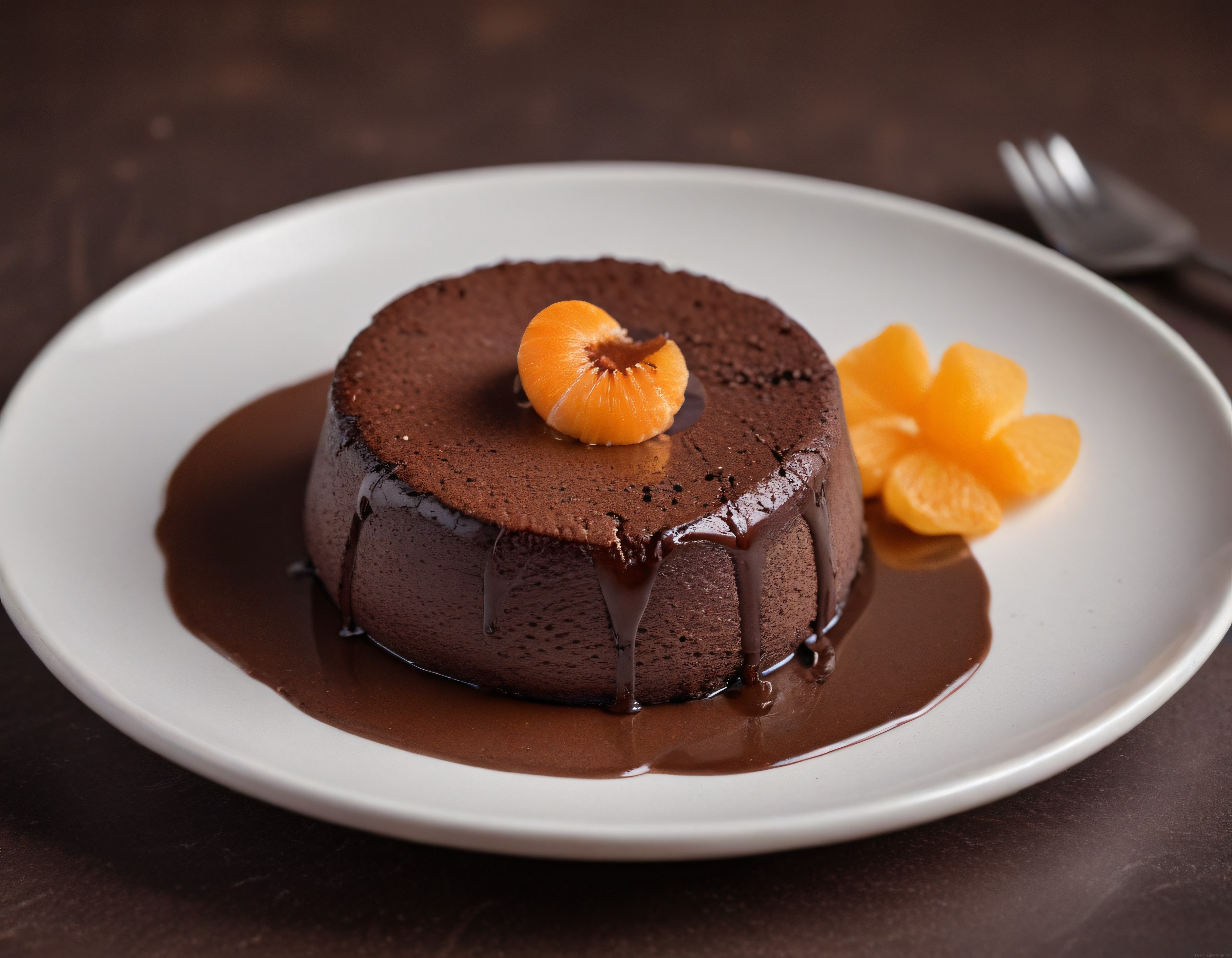Nefis Çikolatalı Sufle ve Mandalina Dilimleriyle Şık Tatlı Tabağı