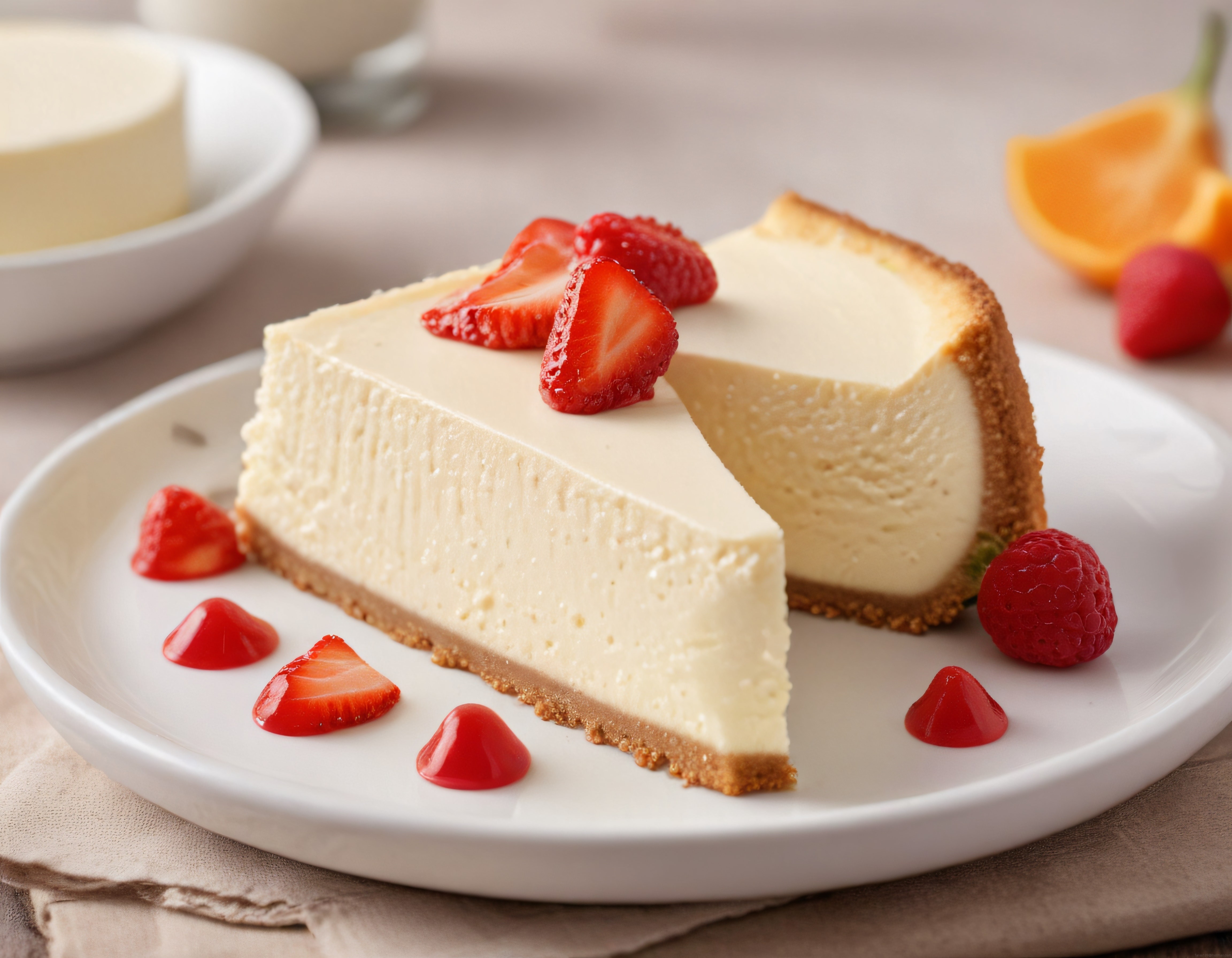 Nefis Çilekli Cheesecake Dilimi: Kremalı Tatlı Tarif ve Sunum Fotoğrafı