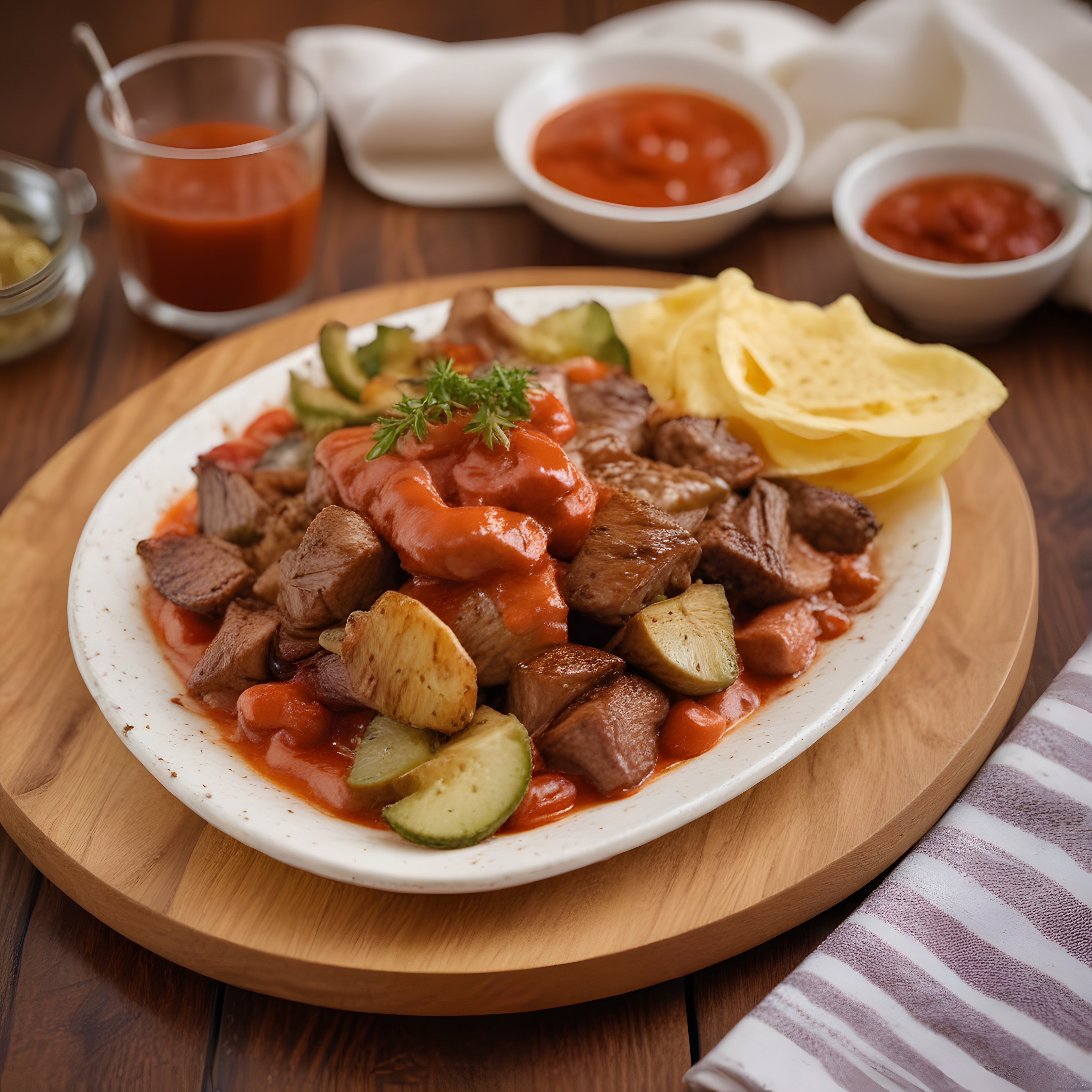Nefis Domates Soslu Et Kavurma ve Çıtır Cips ile Akşam Yemeği