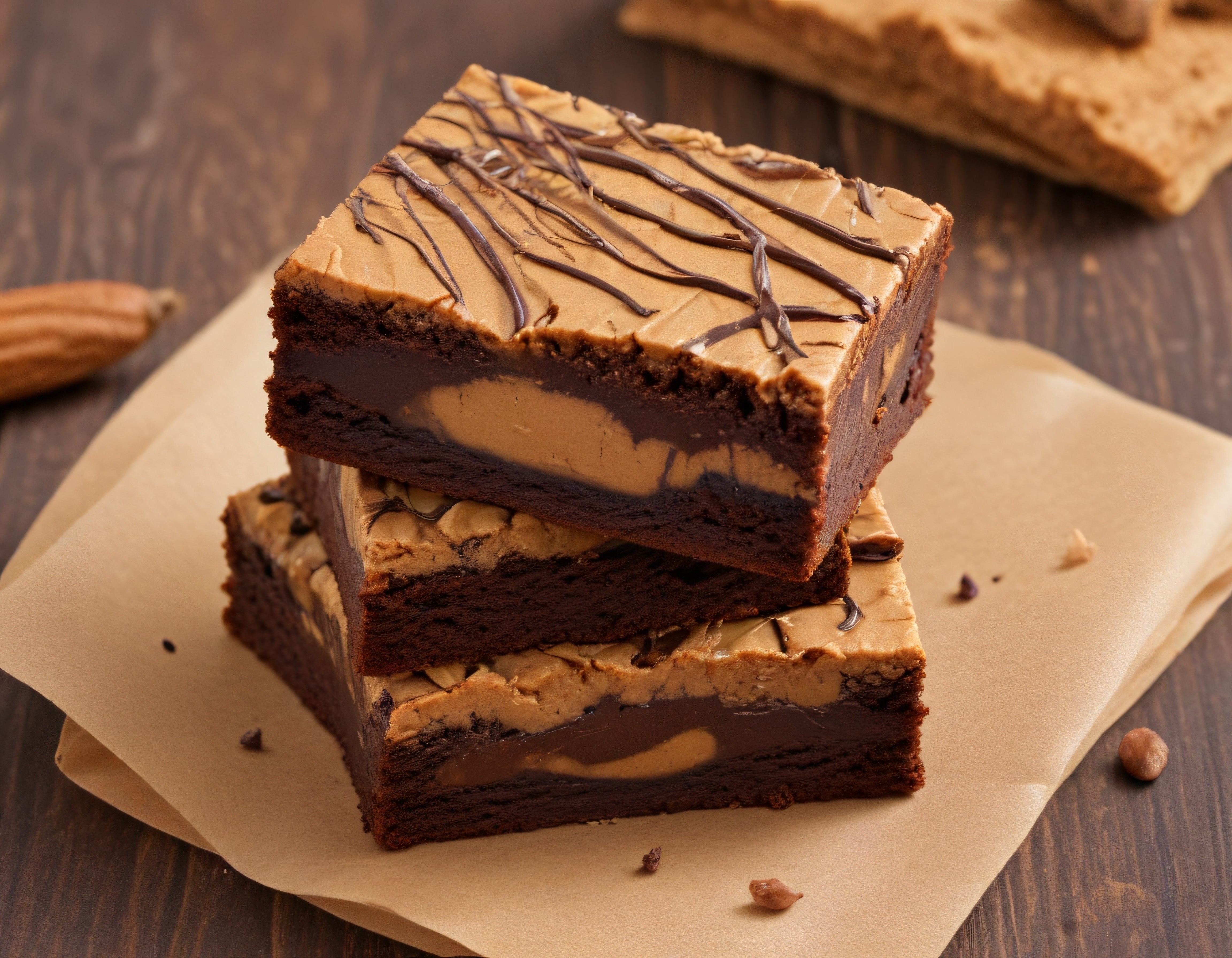 Nefis Fıstık Ezmeli Çikolatalı Üç Katlı Brownie Dilimleri Tarifi