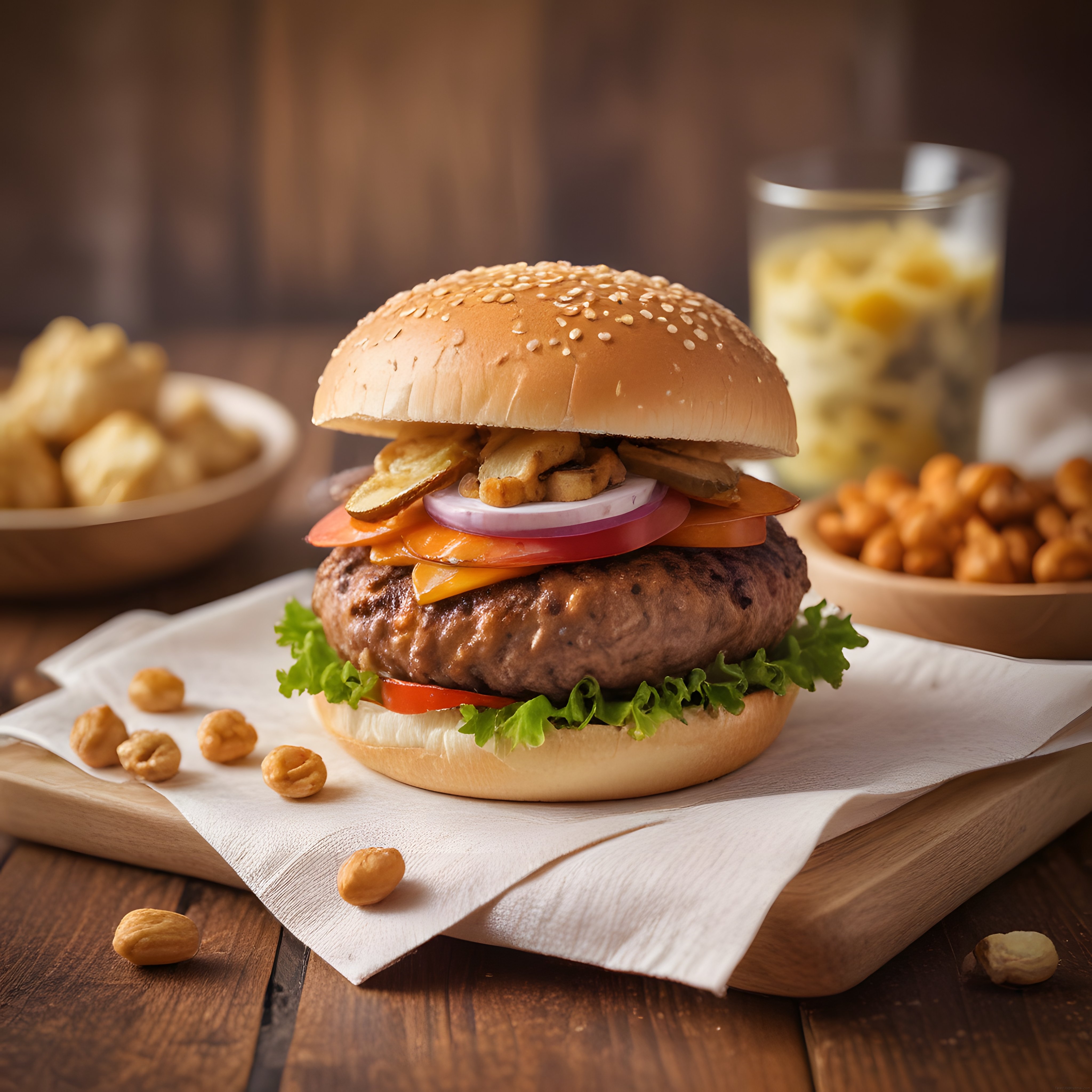 Nefis Izgara Köfteli Susamlı Hamburger ve Rustik Sunum Lezzetleri