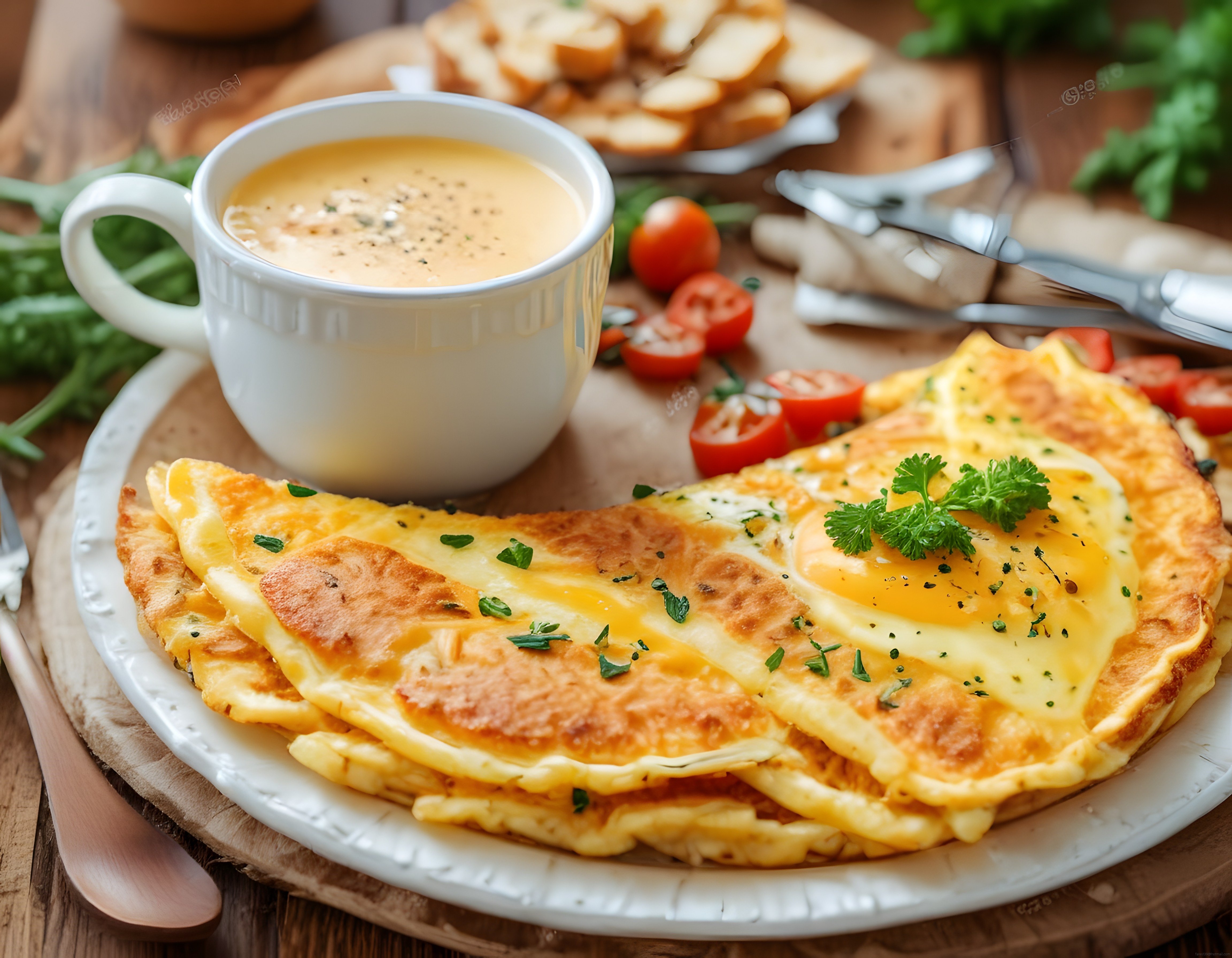 Nefis Kahvaltı Keyfi: Kaşarlı Omlet ve Kremalı Çorba ile Güne Lezzetli Başlangıç