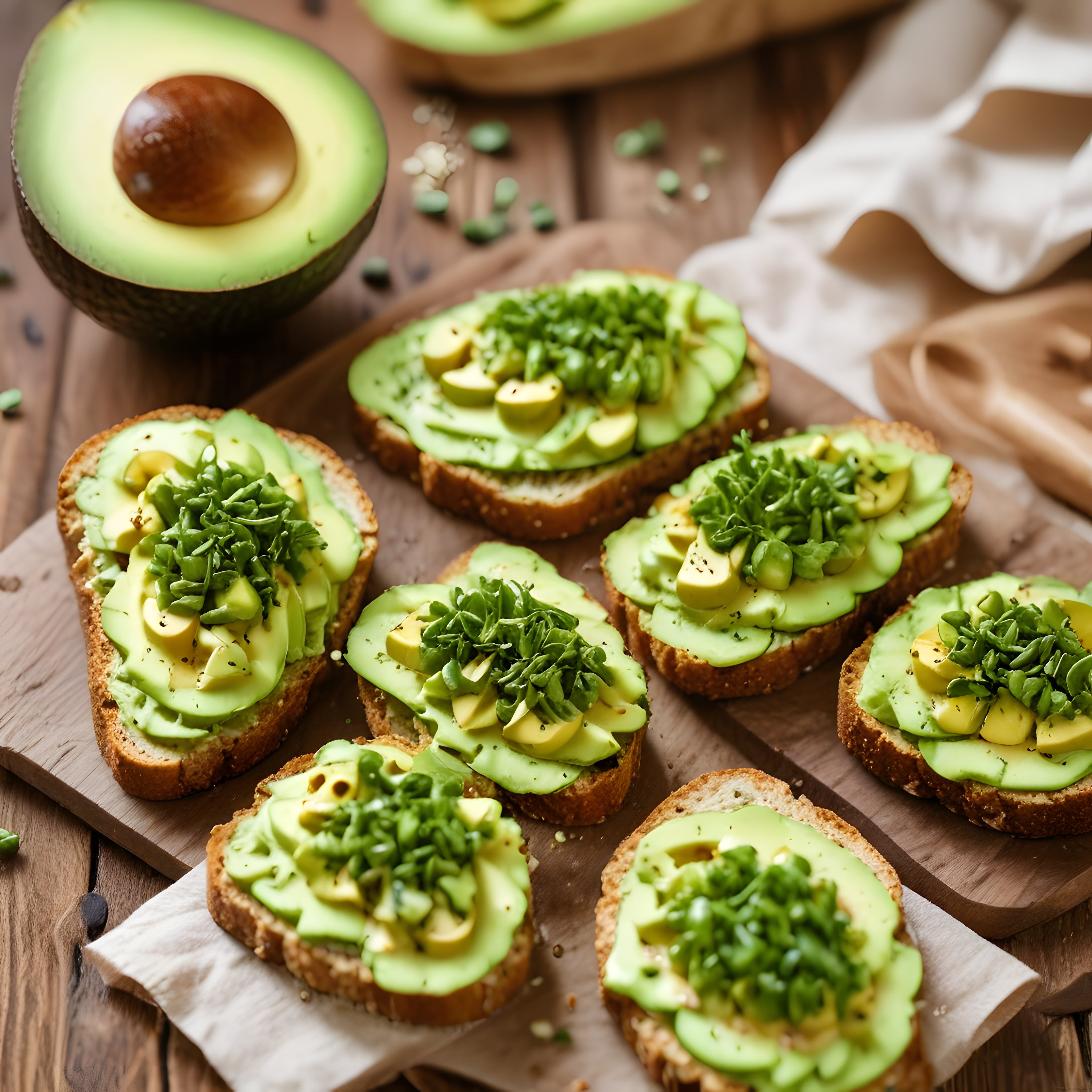 Nefis Kahvaltılık Avokado Tostları ve Taze Otlar ile Rustik Sunum