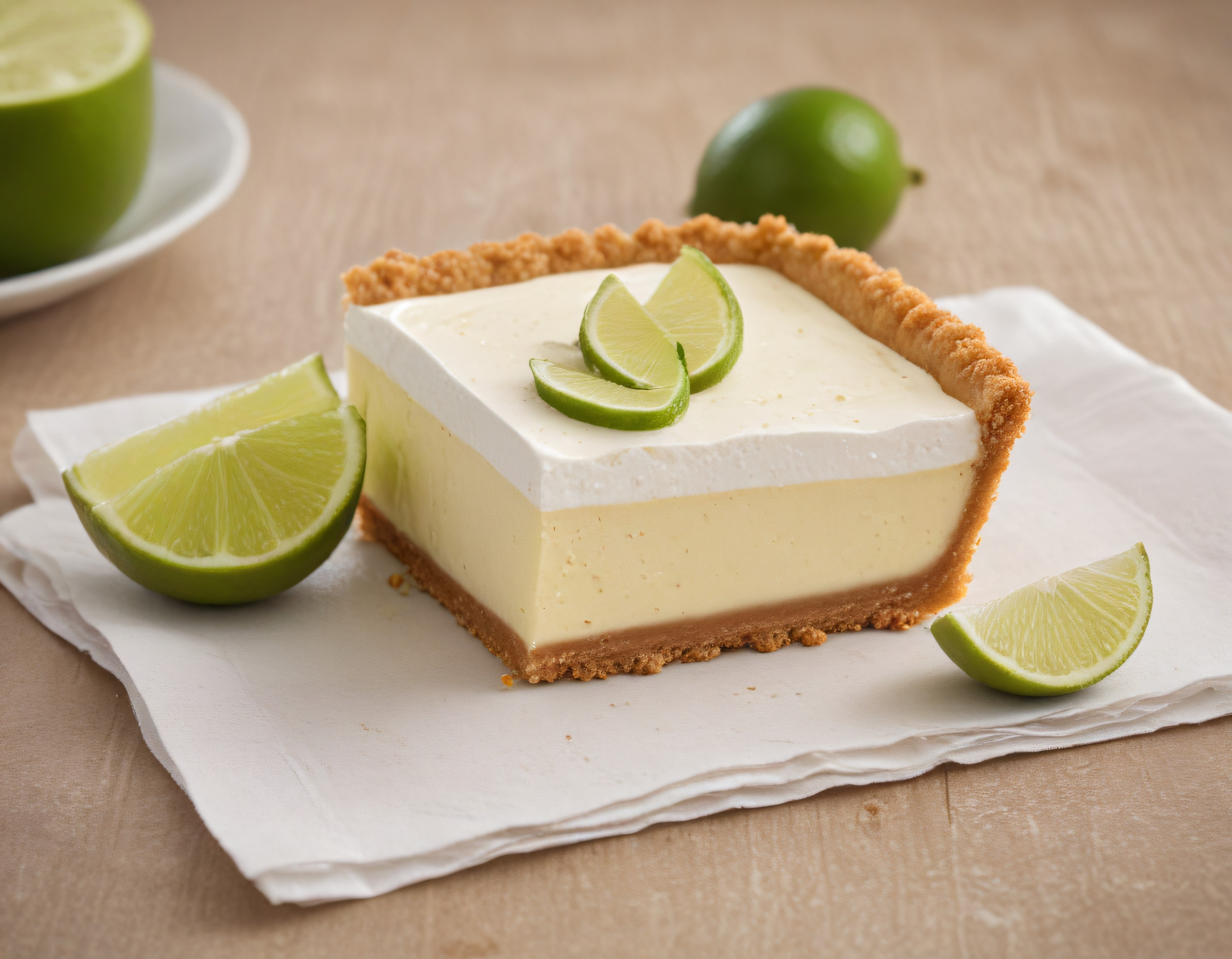 Nefis Kremalı Misket Limonlu Tart Dilimi ve Taze Limon Süslemesi
