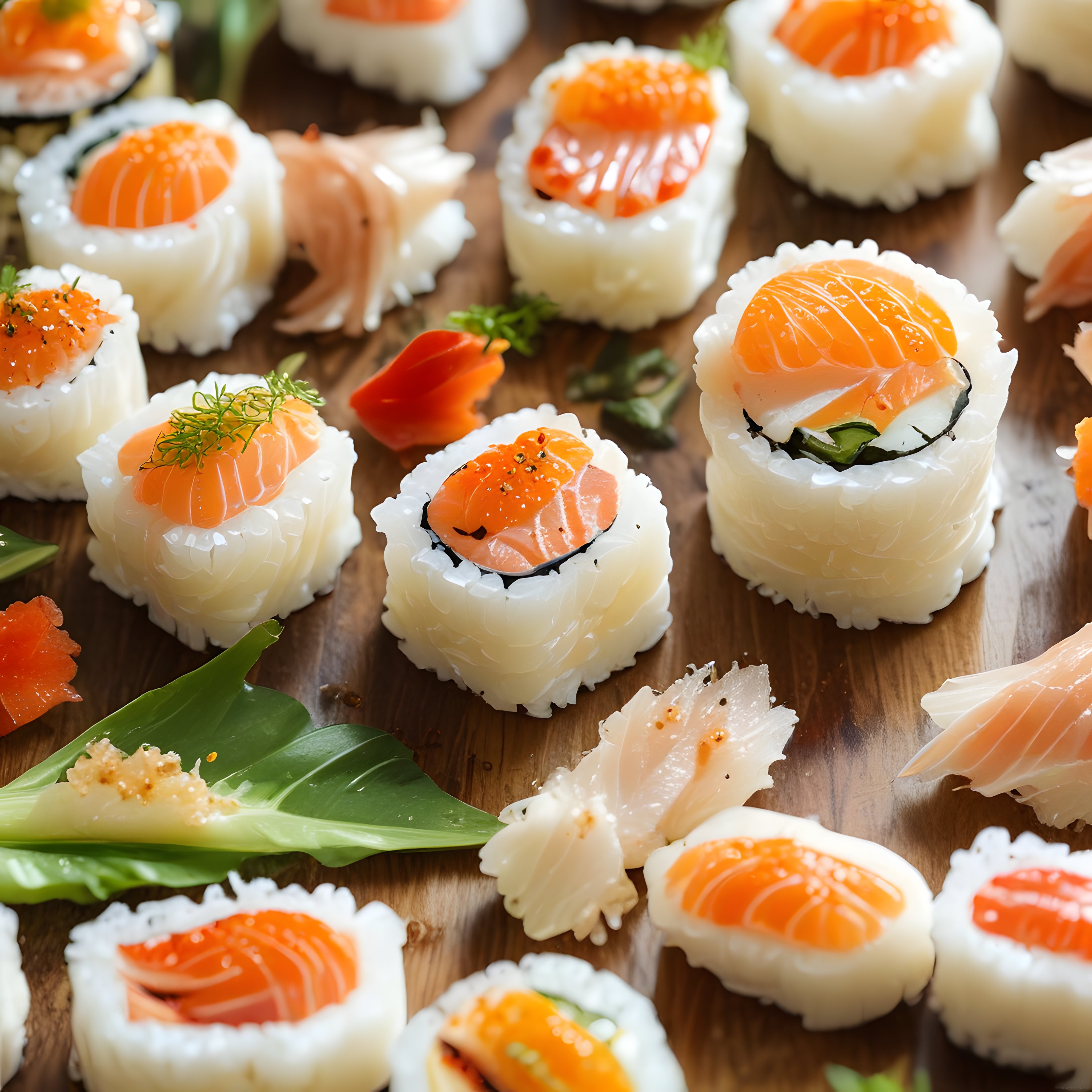 Nefis Somon Balıklı Sushi ve Maki Rulolarıyla Şık Japon Sofrası Sunumu