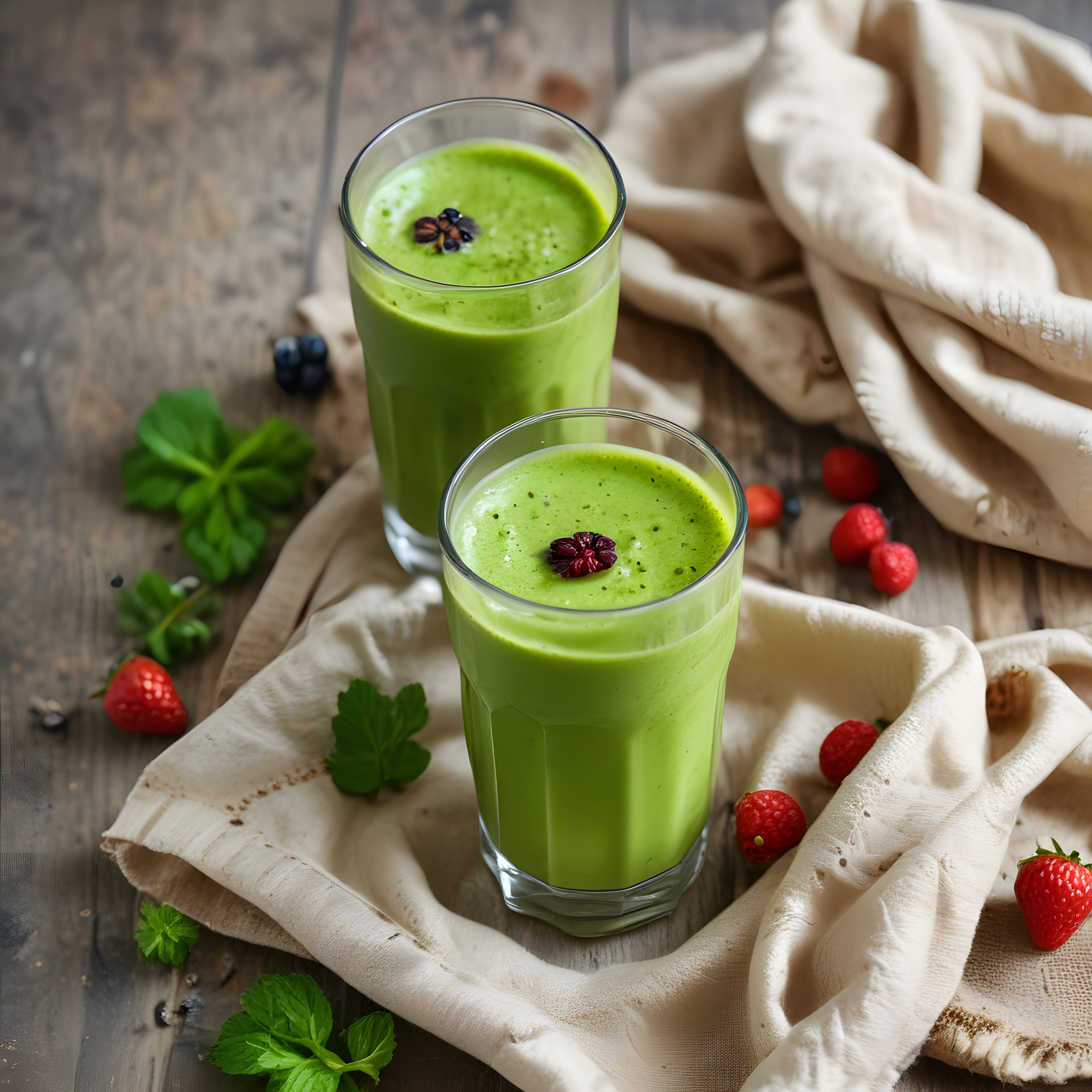 Nefis Yeşil Smoothie: Çilek, Ahududu ve Nane ile Vitaminli İçecek Tarifi