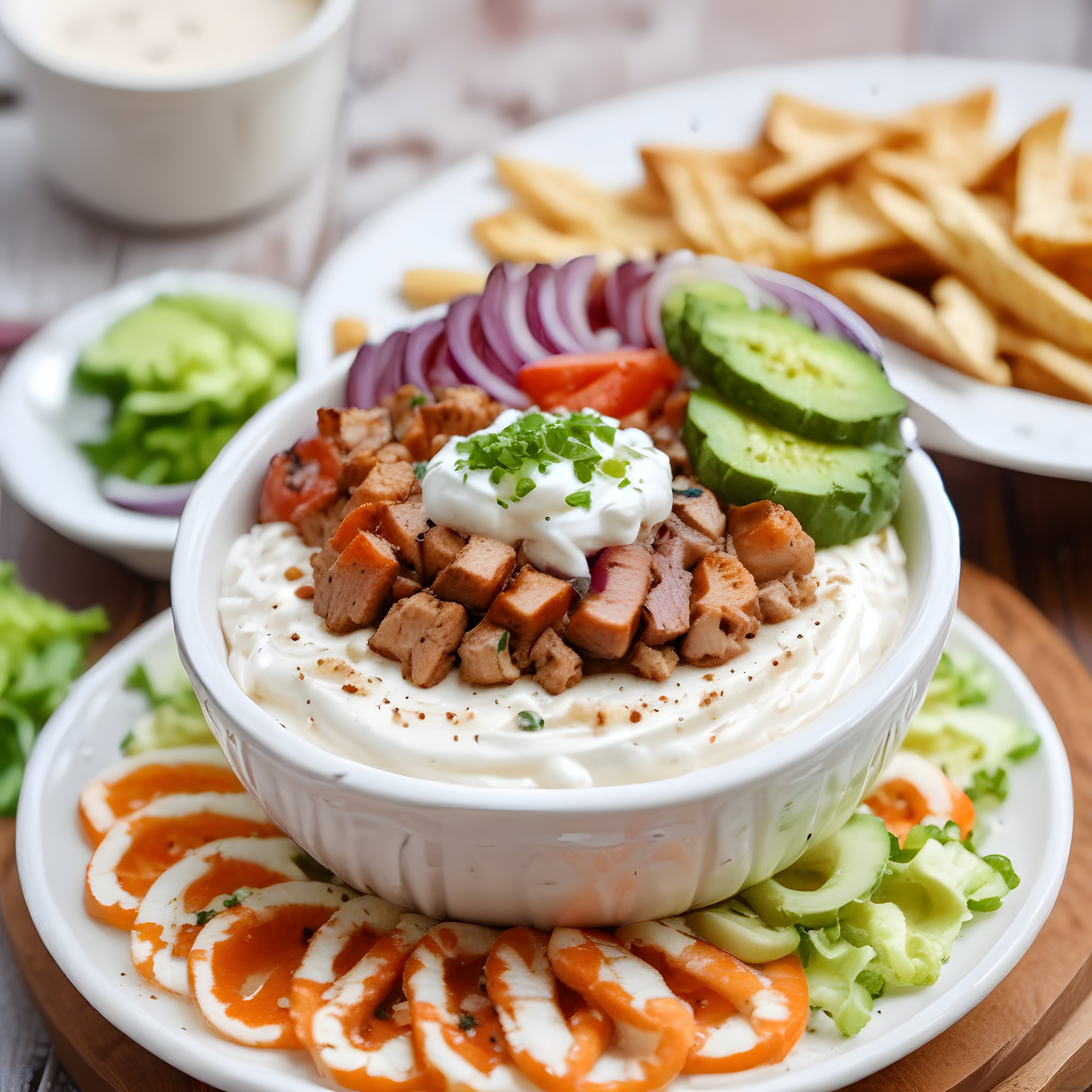 Nefis Yoğurtlu Tavuklu Dip Sos ve Çıtır Ekmeklerle Efsanevi Sunum