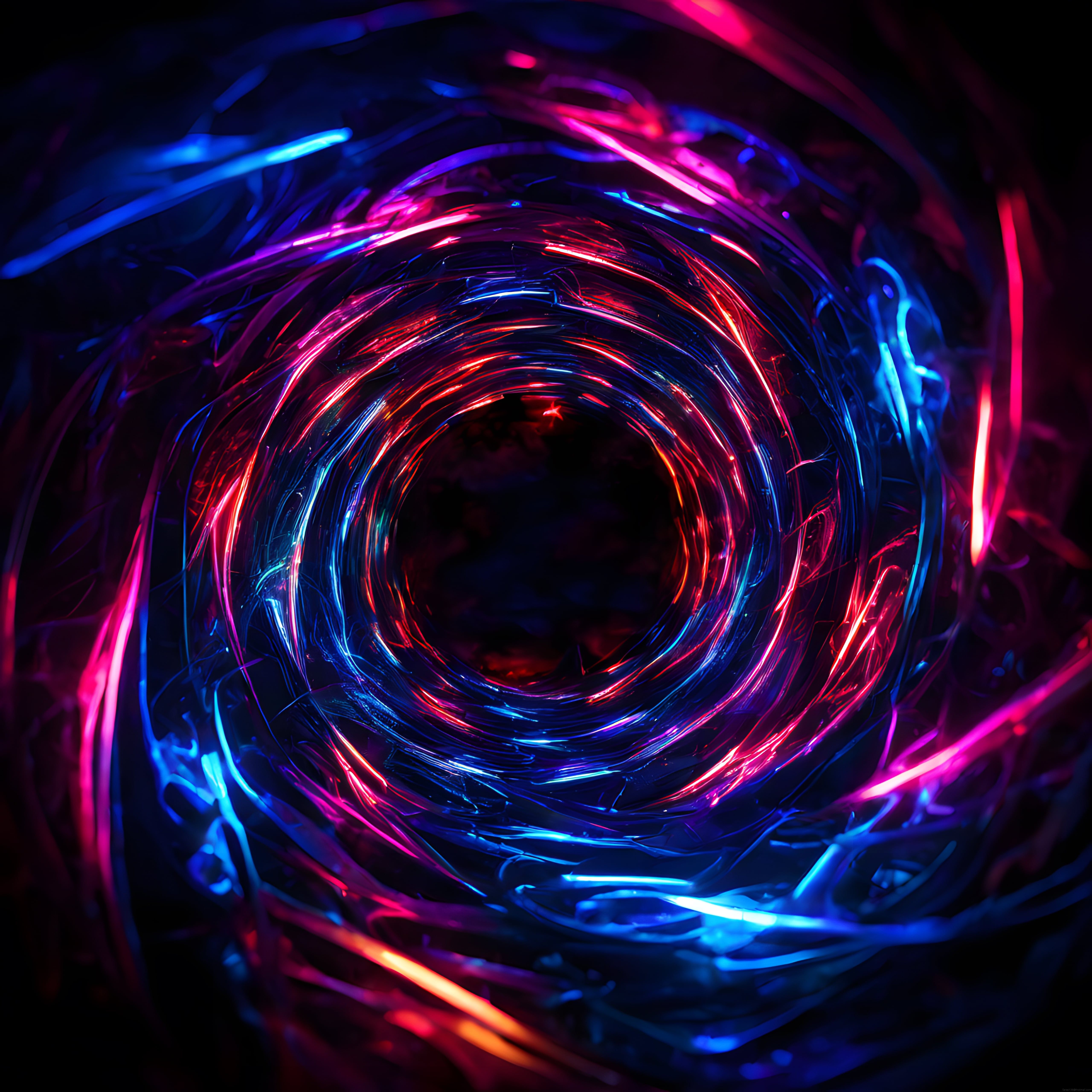 Neon Çizgilerle Oluşturulmuş Soyut Dijital Sanat Portal Tüneli