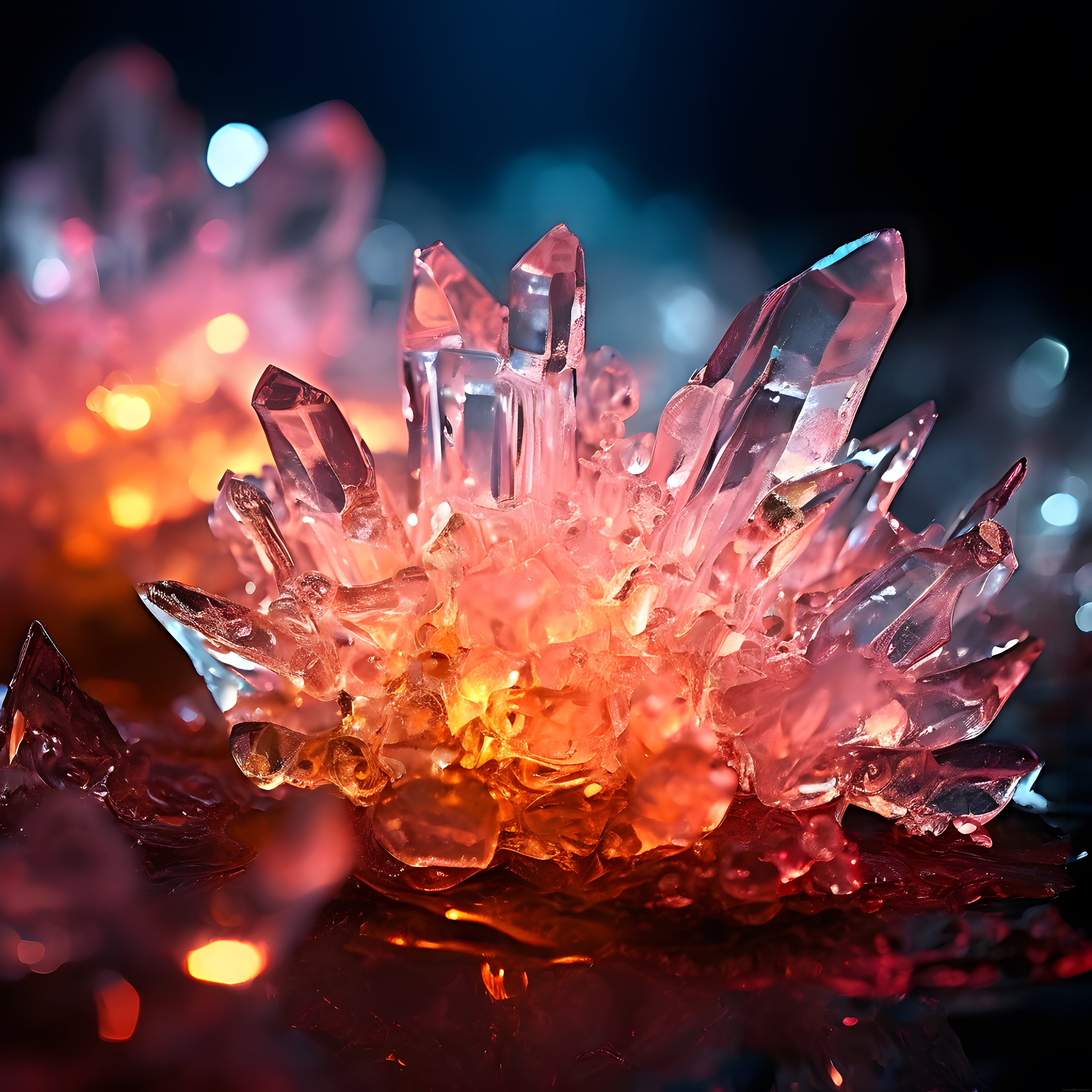 Neon Işıklarla Aydınlanmış Büyüleyici Kristal Küme Dijital Sanat