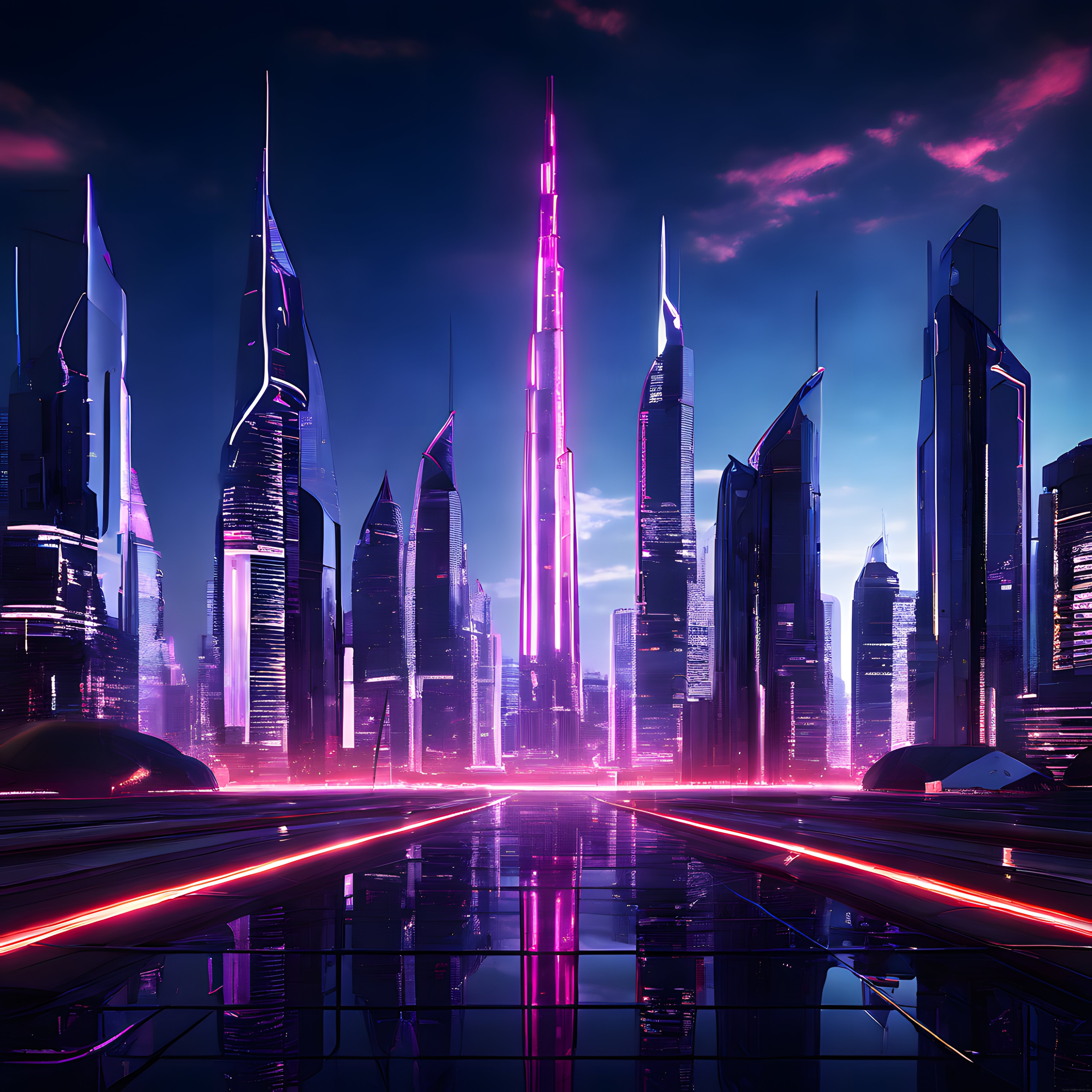 Neon ışıklarla bezeli fütüristik metropol: Cyberpunk şehir manzarası