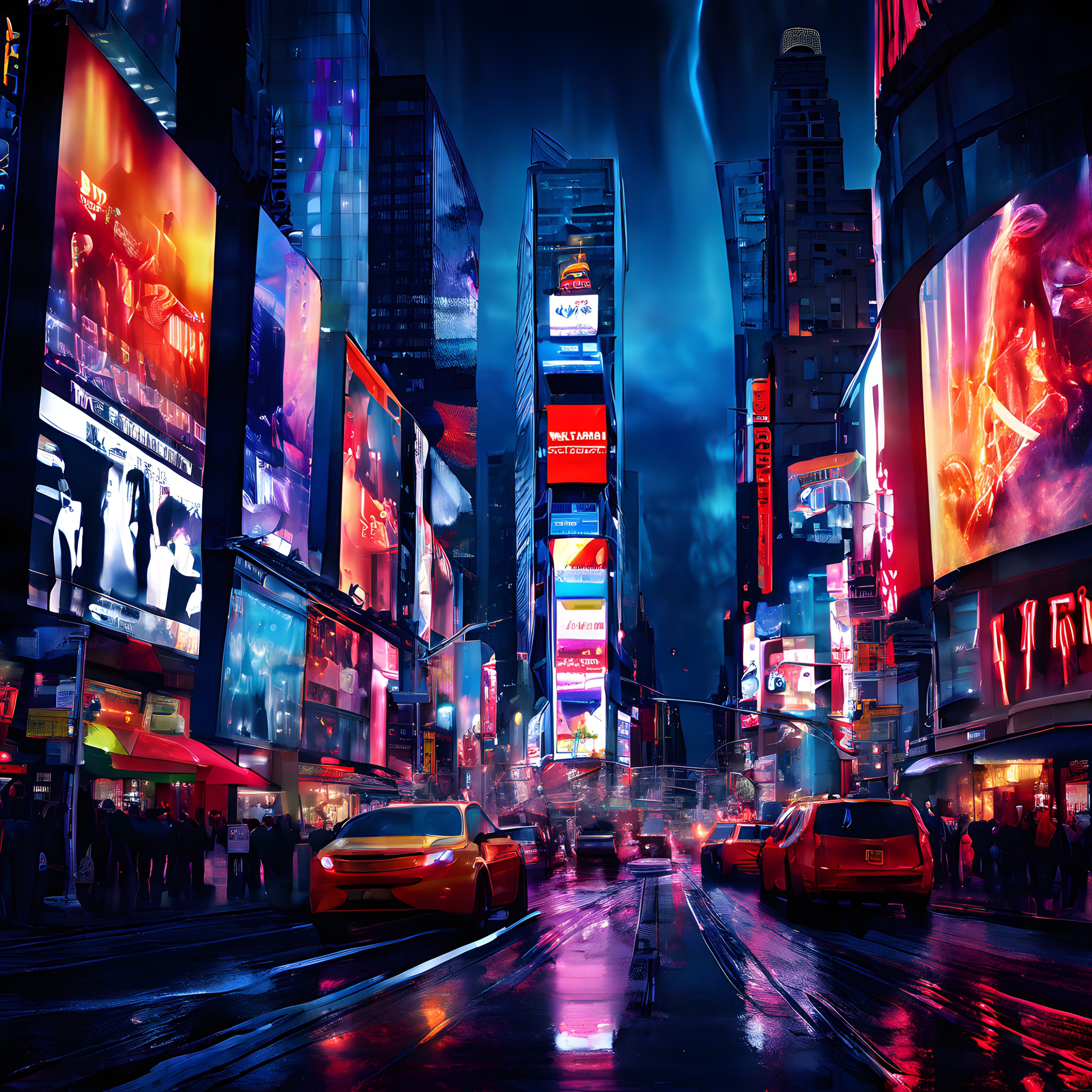 Neon Işıklarla Süslenmiş Cyberpunk Şehir Manzarası ve Islak Sokaklar