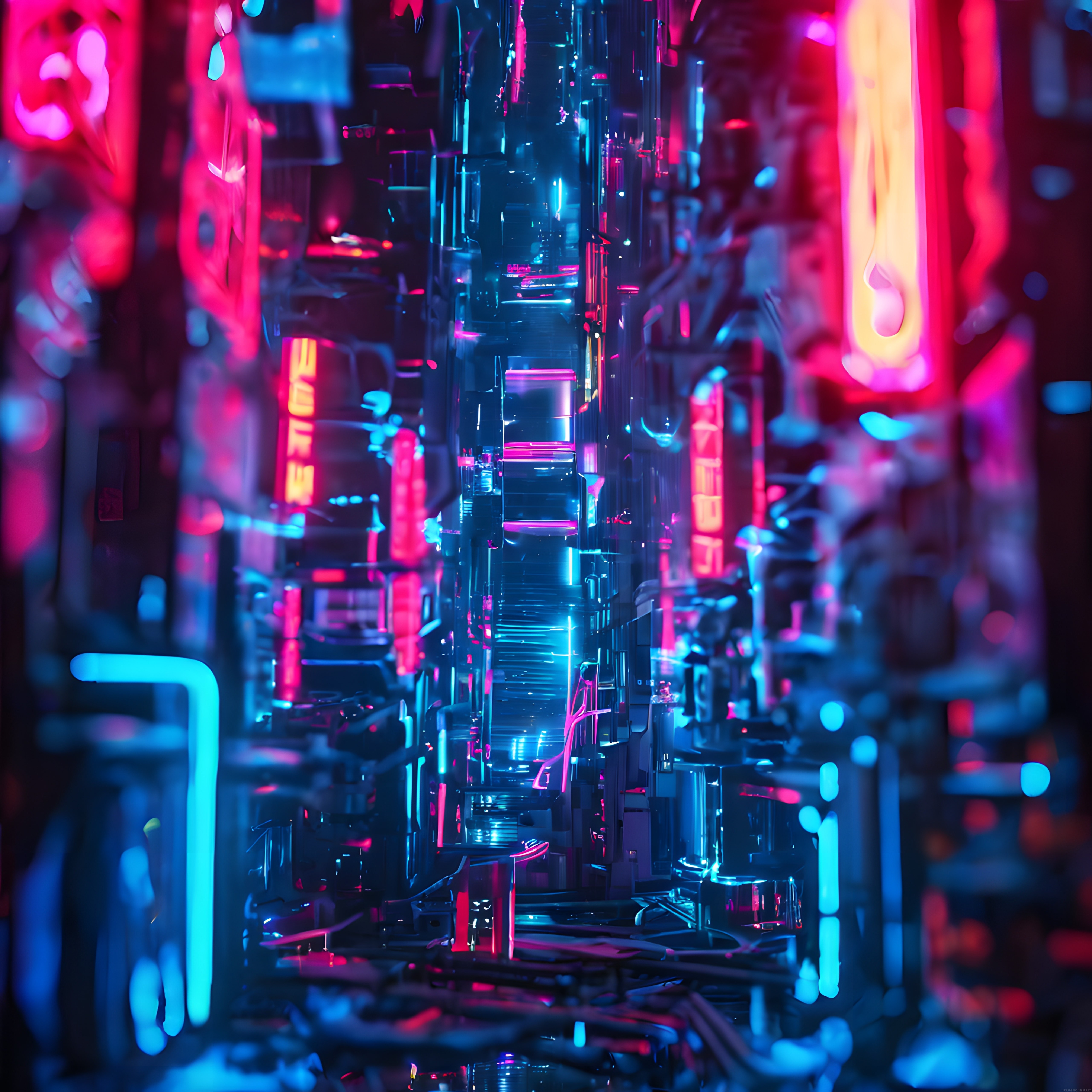 Neon Işıklarla Süslenmiş Geleceğin Cyberpunk Metropol Sokakları