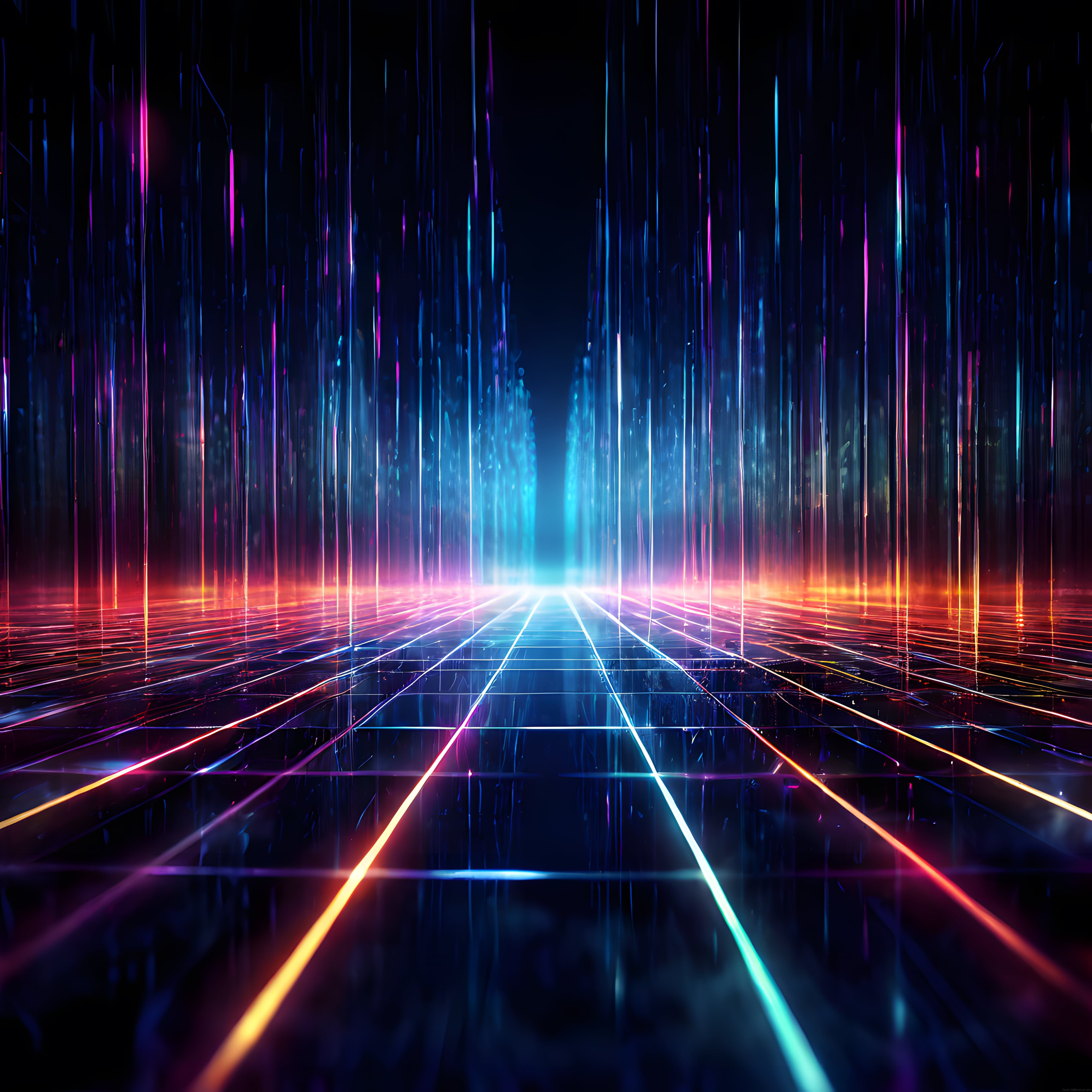 Neon Işıklı Fütüristik Dijital Koridor ve Cyberpunk Teknoloji Arka Planı